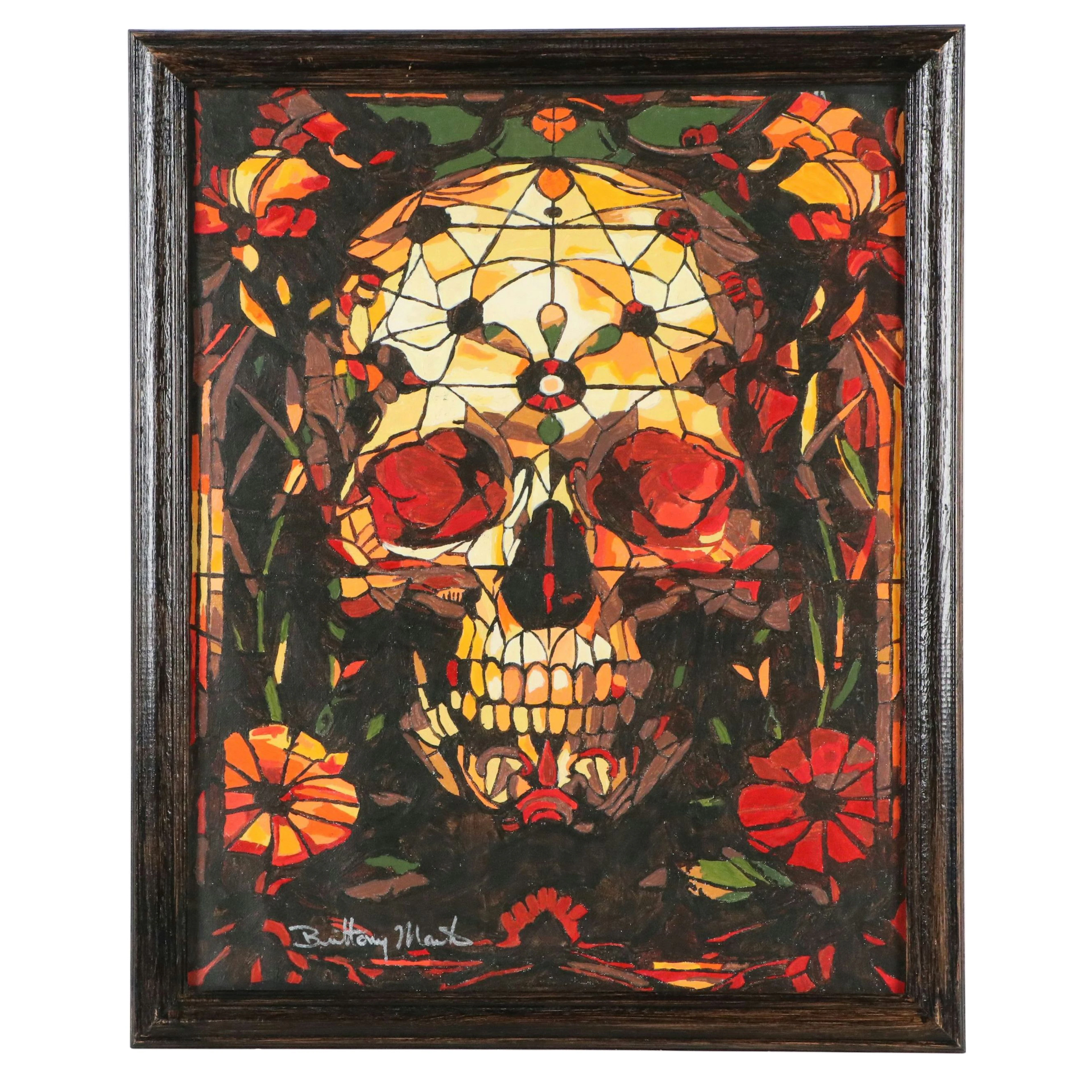 Brittony Martin Stylized Acrylic Painting "Stained Glass Skeleton," 2026