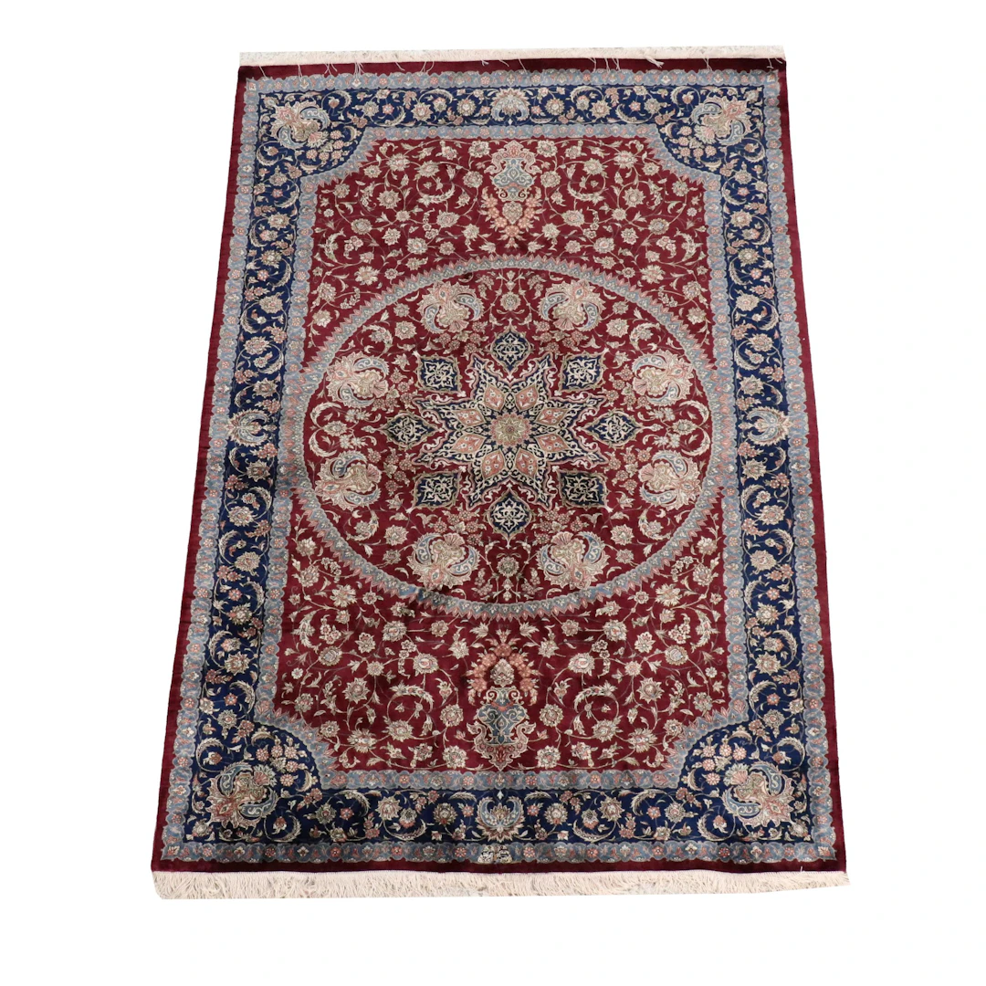 4'4 x 6'9 Hand-Knotted Persian Nain Silk Area Rug