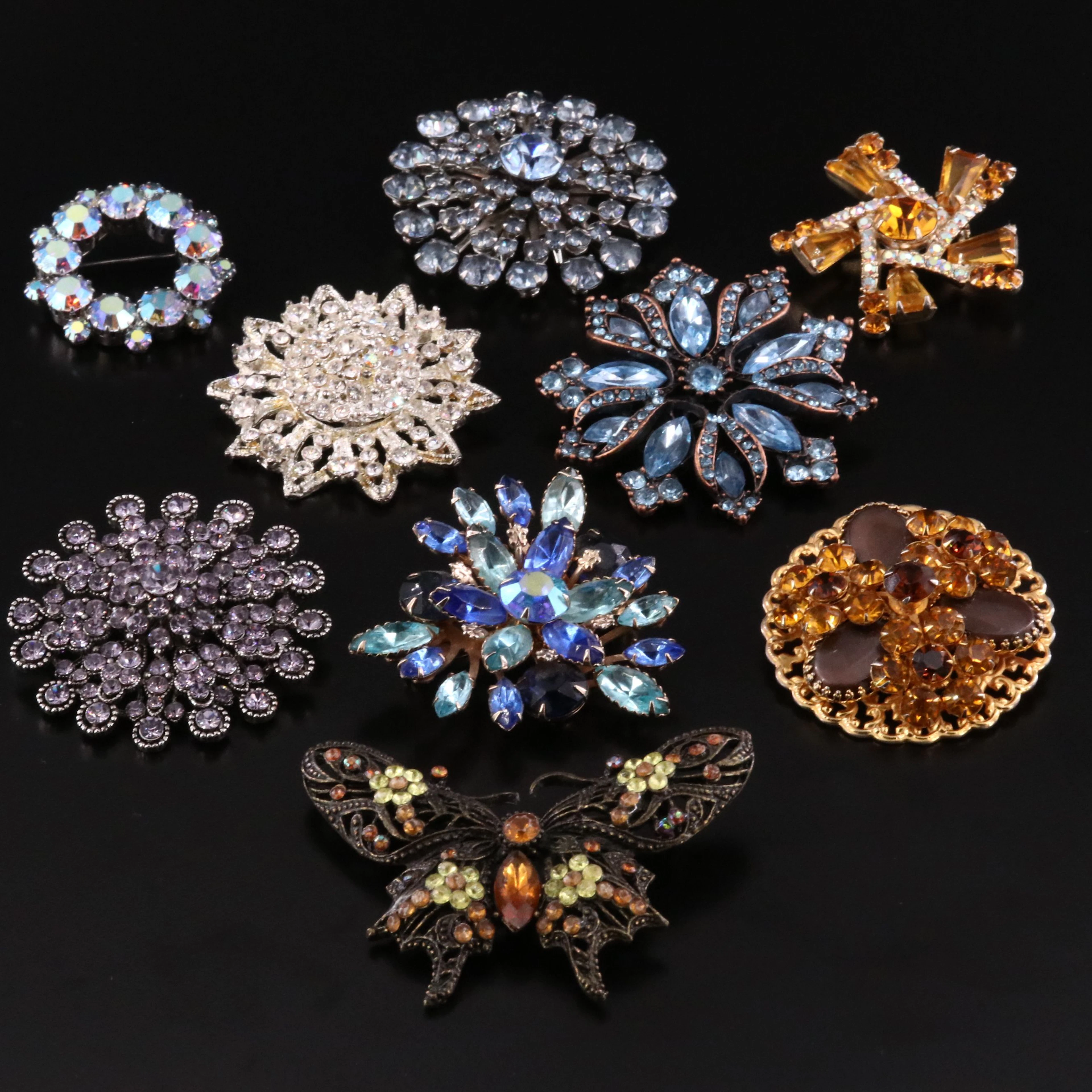 Vintage Rhinestone Brooch Collection