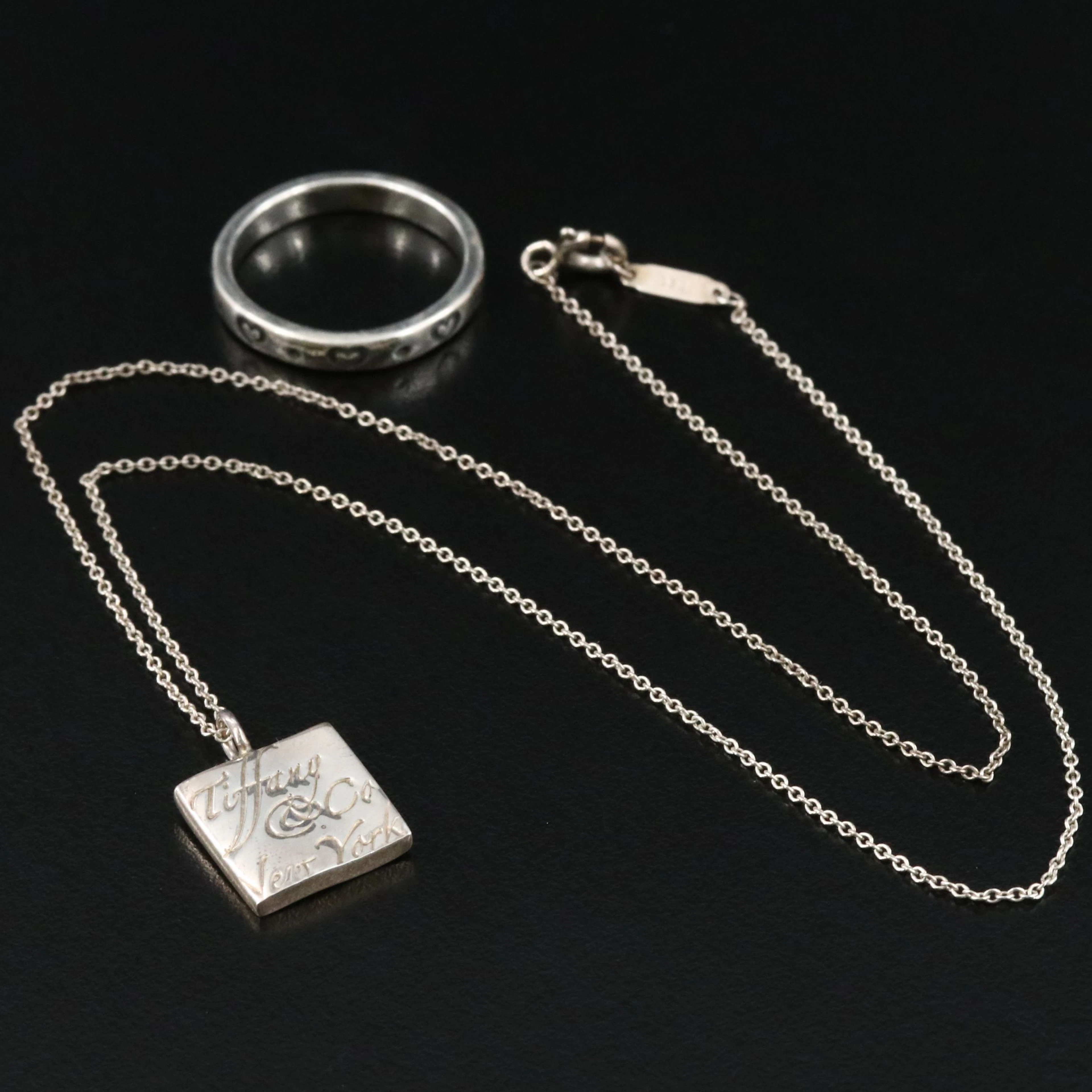 Tiffany & Co. Notes Sterling Square Necklace and James Avery Heart Ring