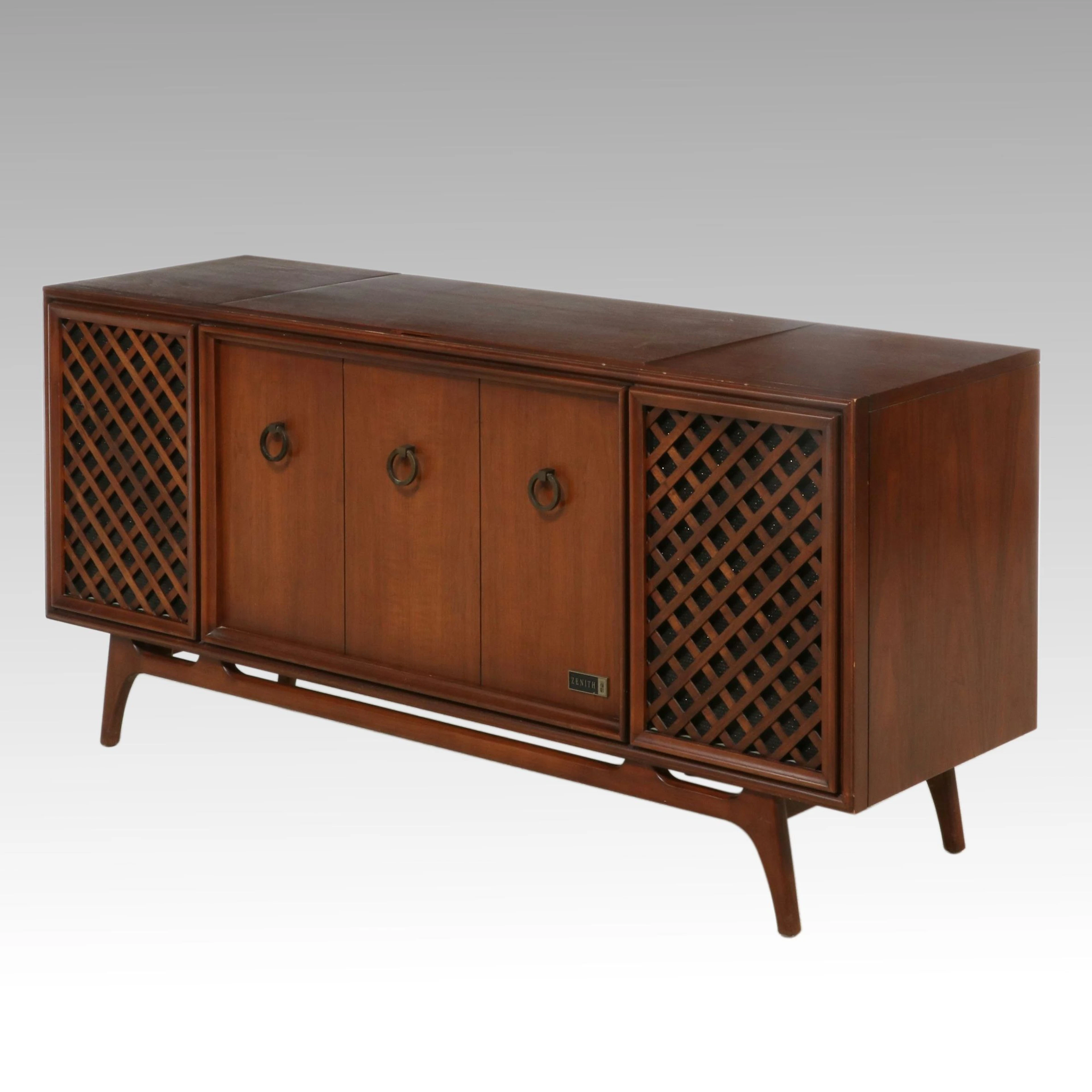 Zenith Mid Century Modern "MM2608" Stereo in Walnut Console