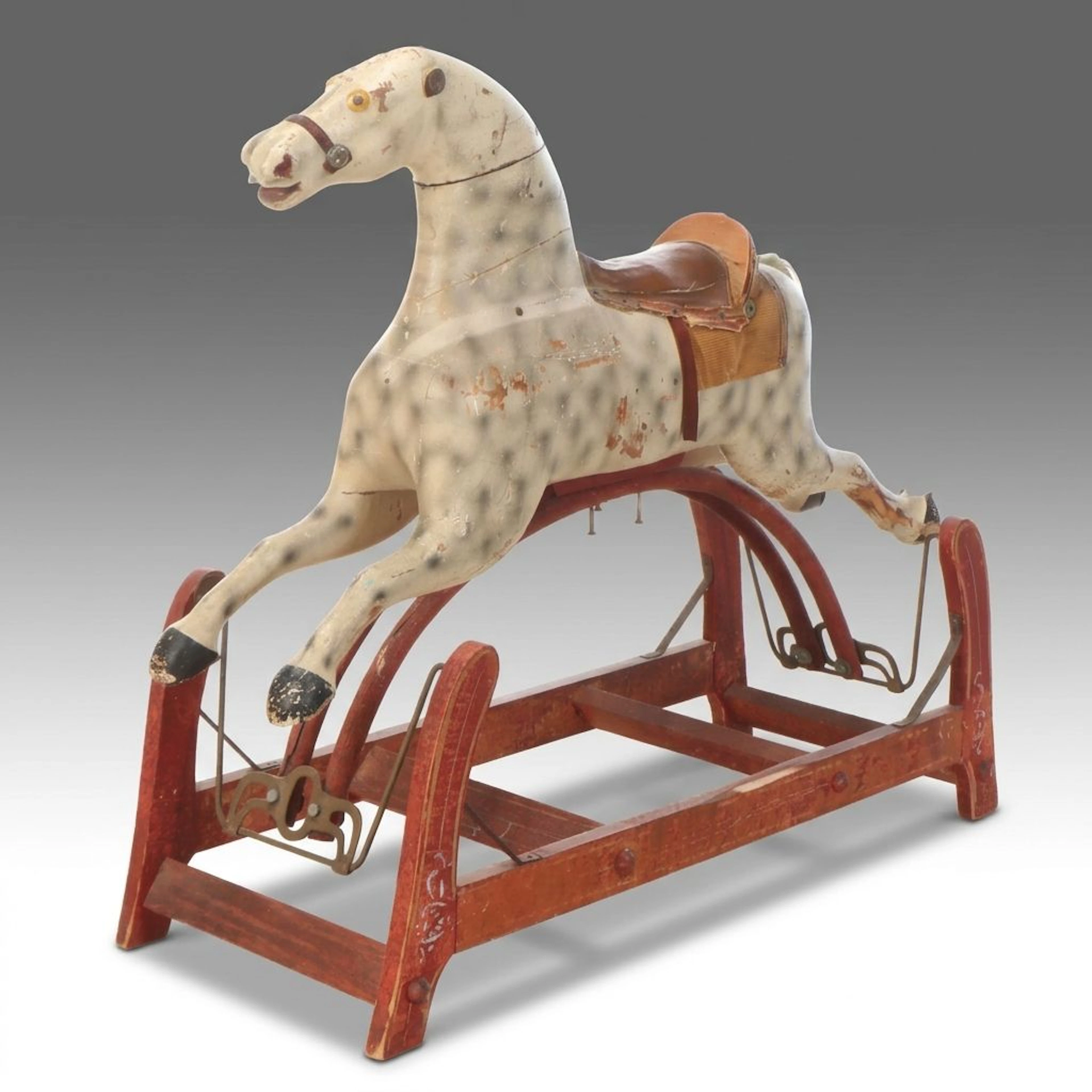 American Primitive Carved and Painted Rocking Horse