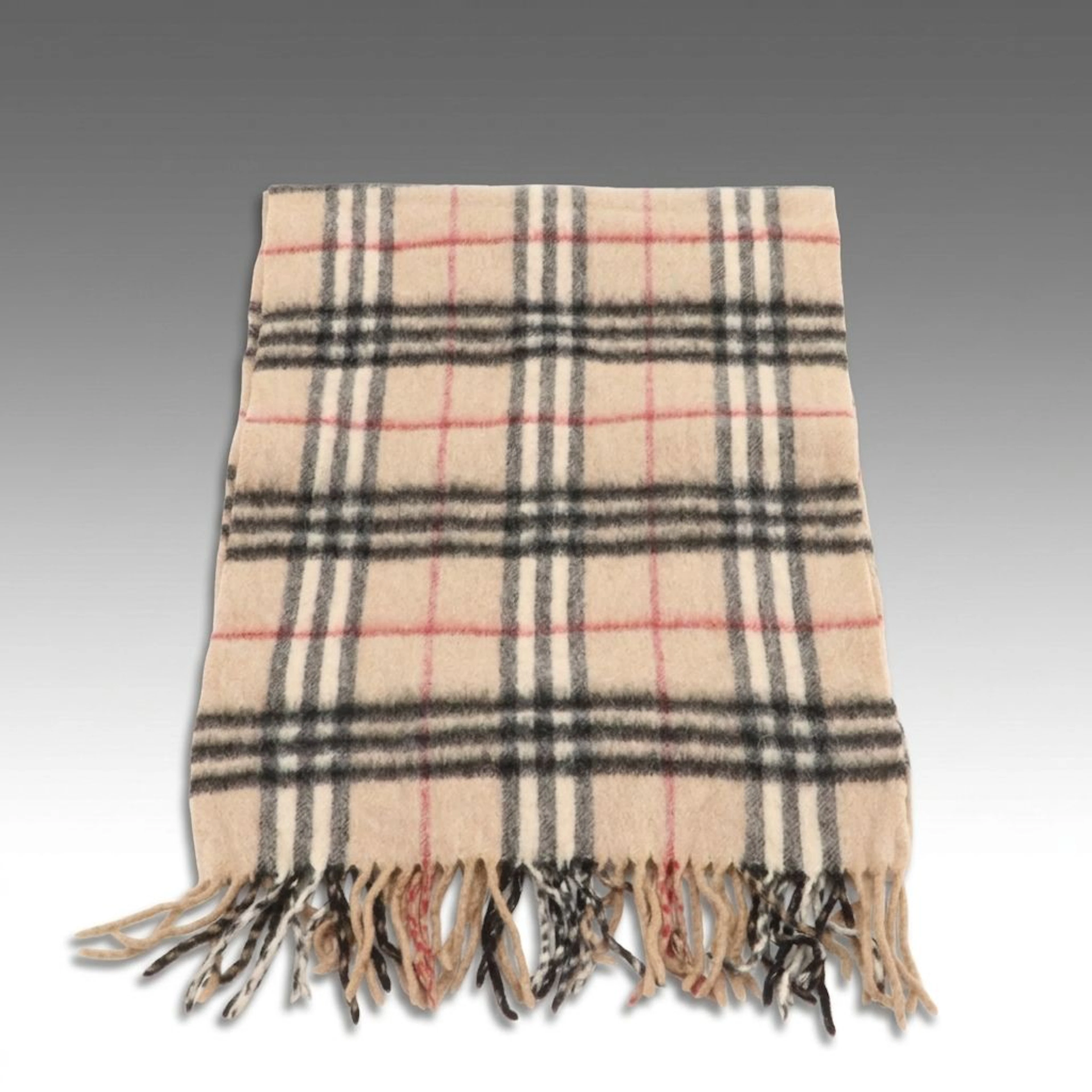 Burberry House Check Lambswool Fringe Scarf