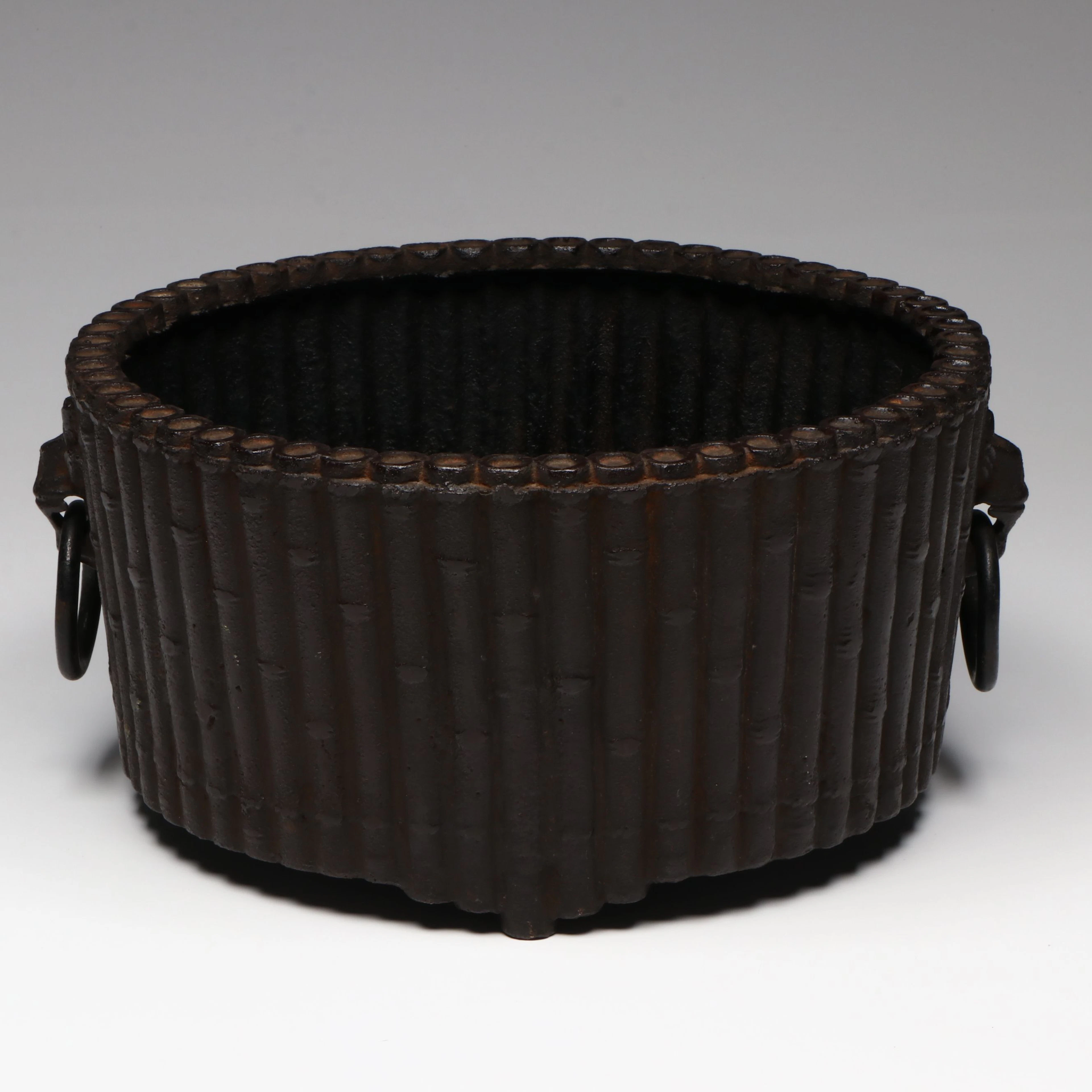 Antique Japanese Faux Bamboo Cast Iron Vessel