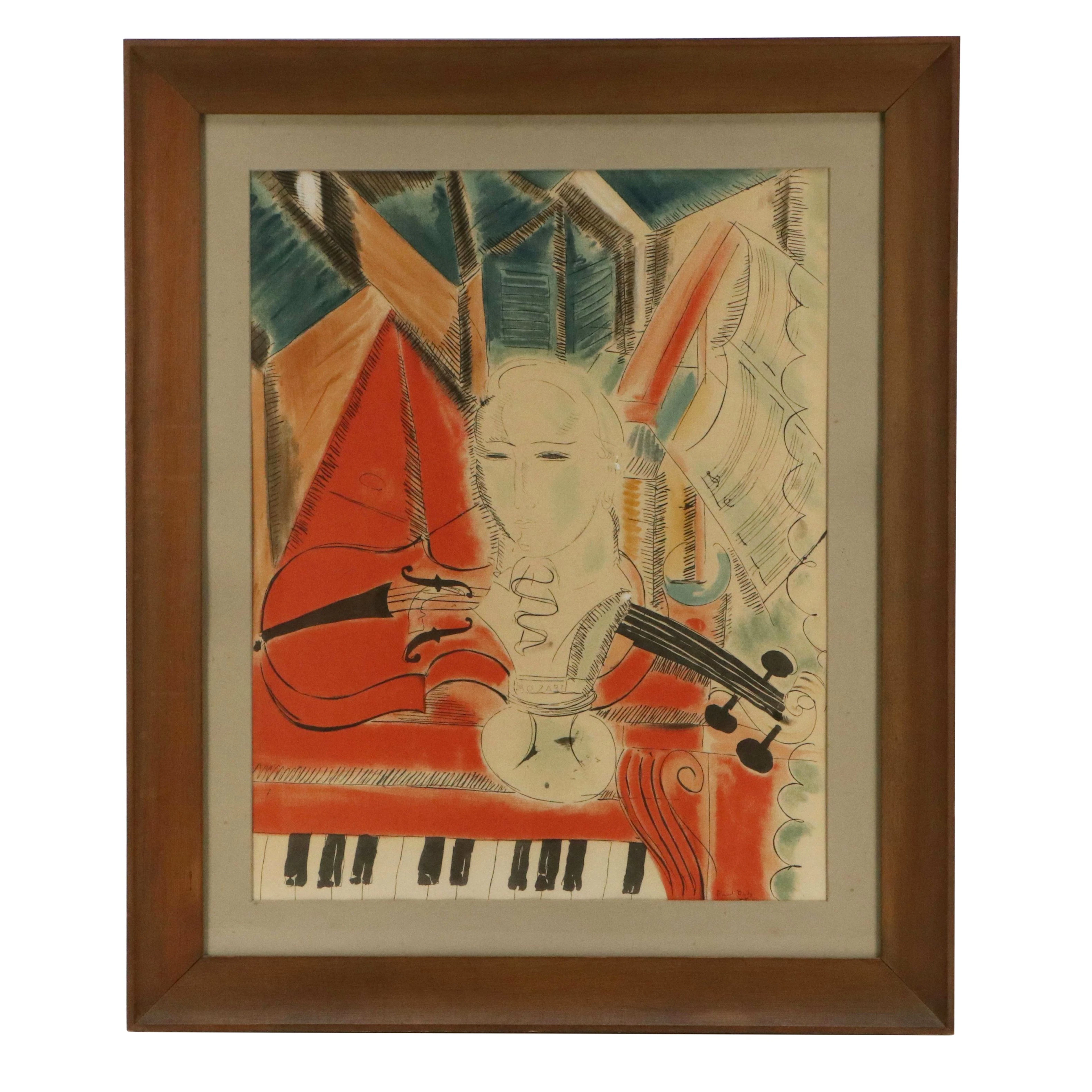Color Lithograph After Raoul Dufy "Homage to Mozart," Early to Mid-20th Century