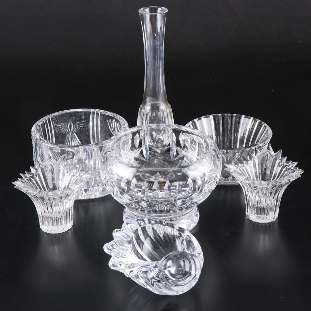Waterford Crystal Bottle Coaster and Bud Vase, Art Vannes Crystal