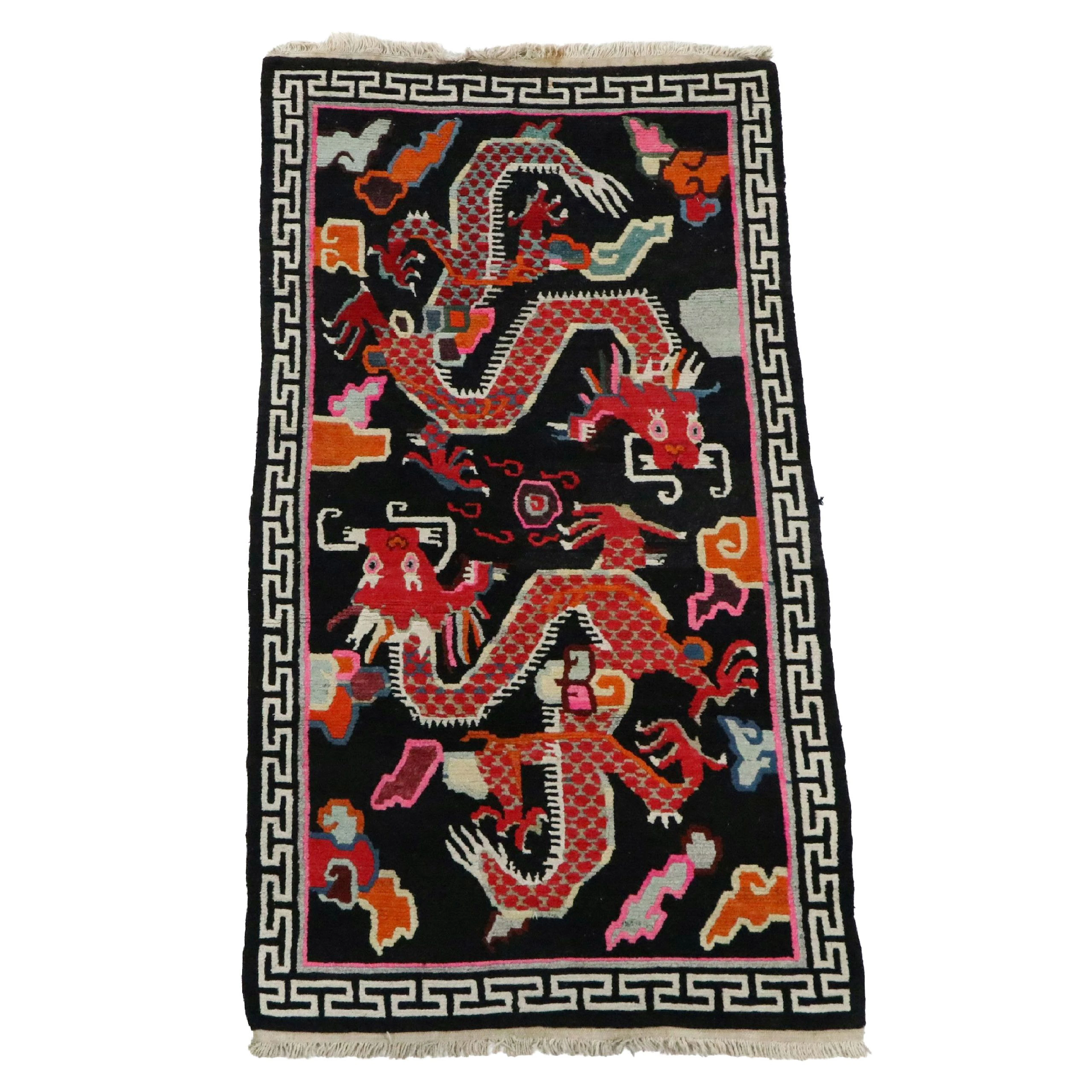 3'1 x 5'11 Hand-Knotted Tibetan Pictorial Dragon Area Rug