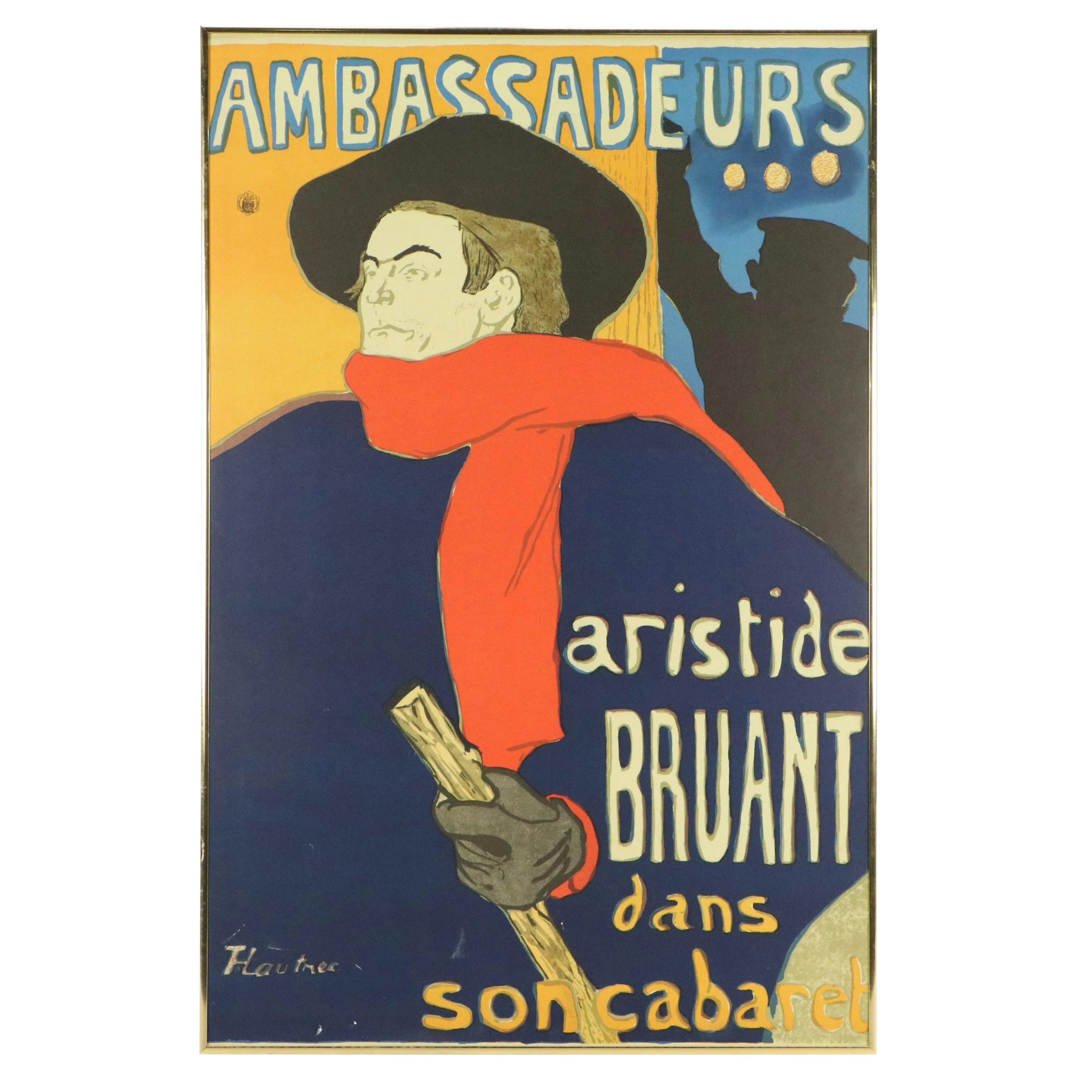 After Toulouse-Lautrec Lithograph Poster "Ambassadeurs: Aristide Bruant"