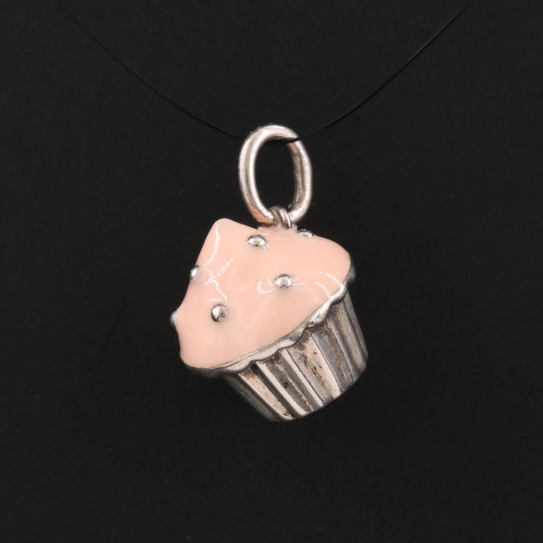Tiffany & Co. Sterling and Enamel Cupcake Charm Pendant