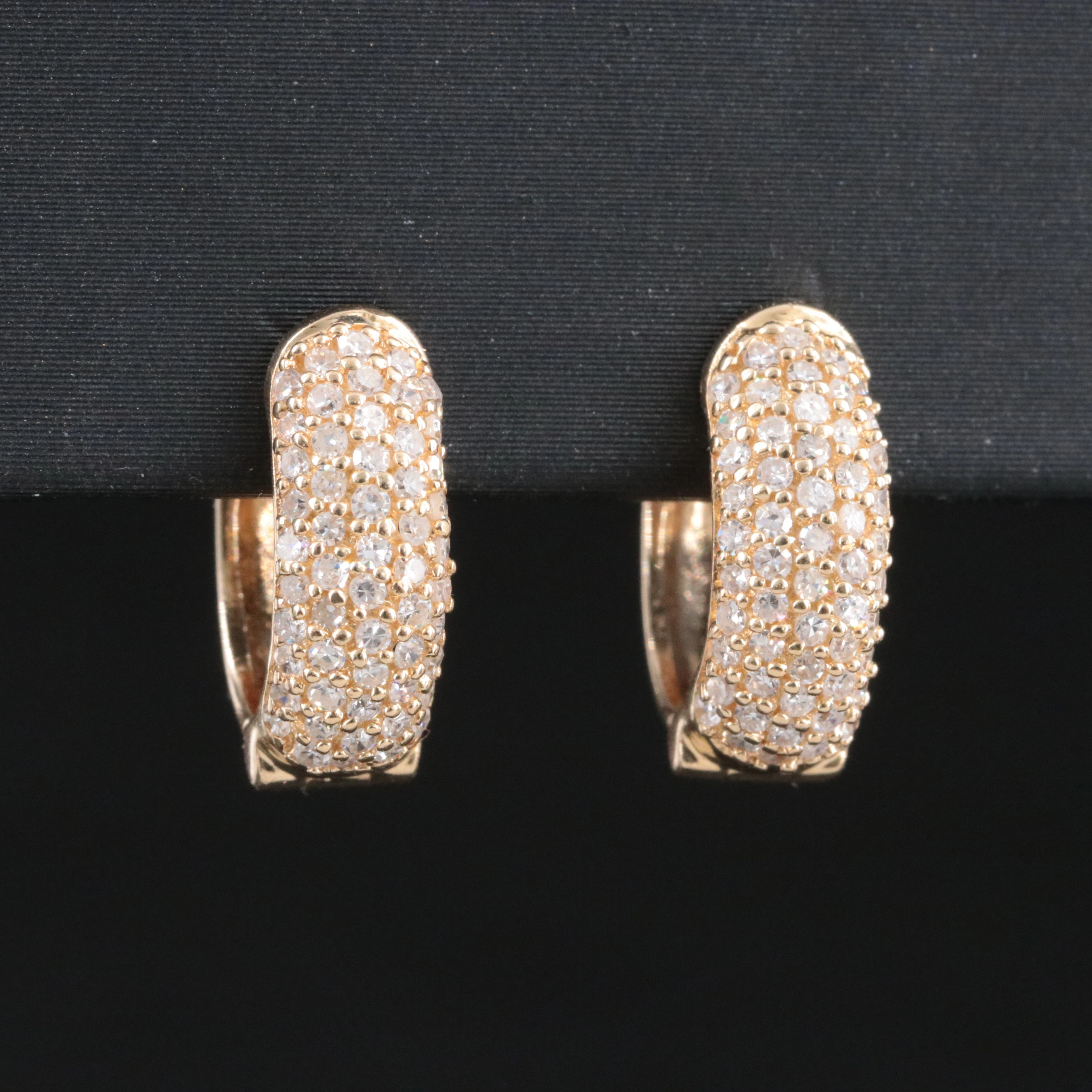 * Effy 14K 0.50 CTW Pavé Diamond Huggie Hoop Earrings
