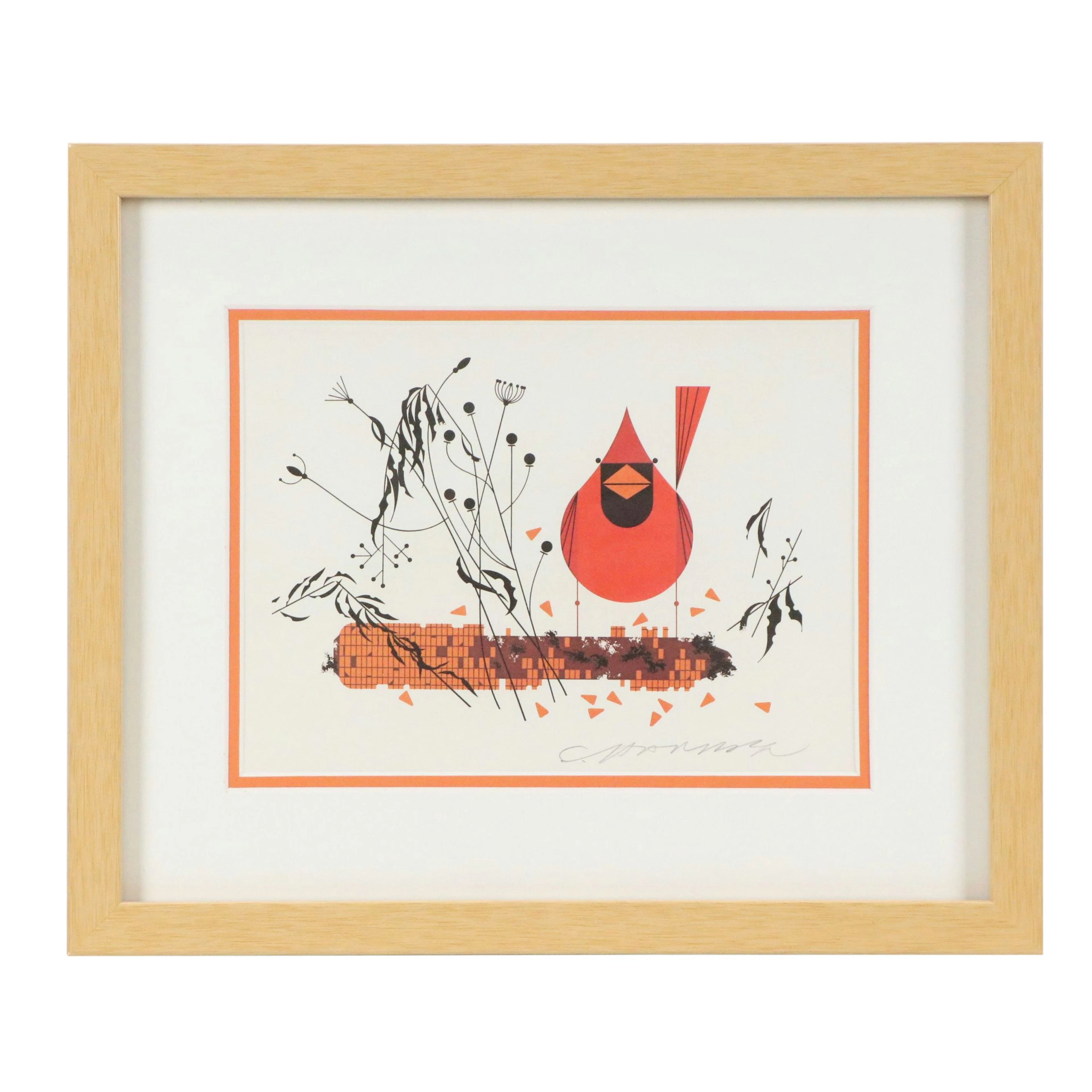 Charley Harper Offset Lithograph "Cardinal"