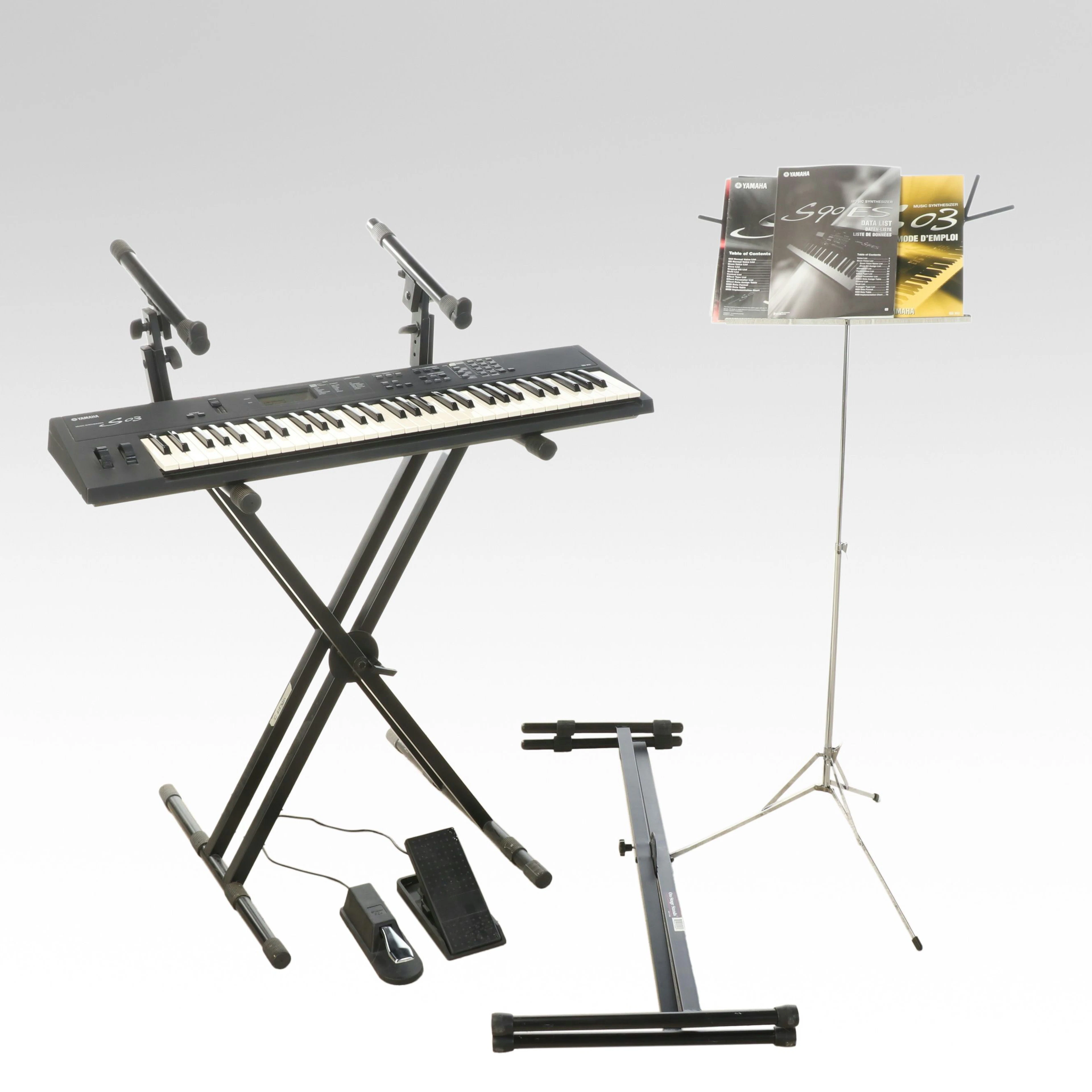 Yamaha Music Synthesizer S03 Keyboard with Stands and Foot Pedal
