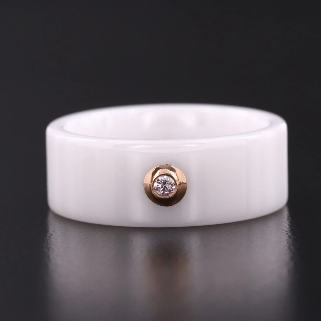 Ceramic Band with 14K and Diamond Accent