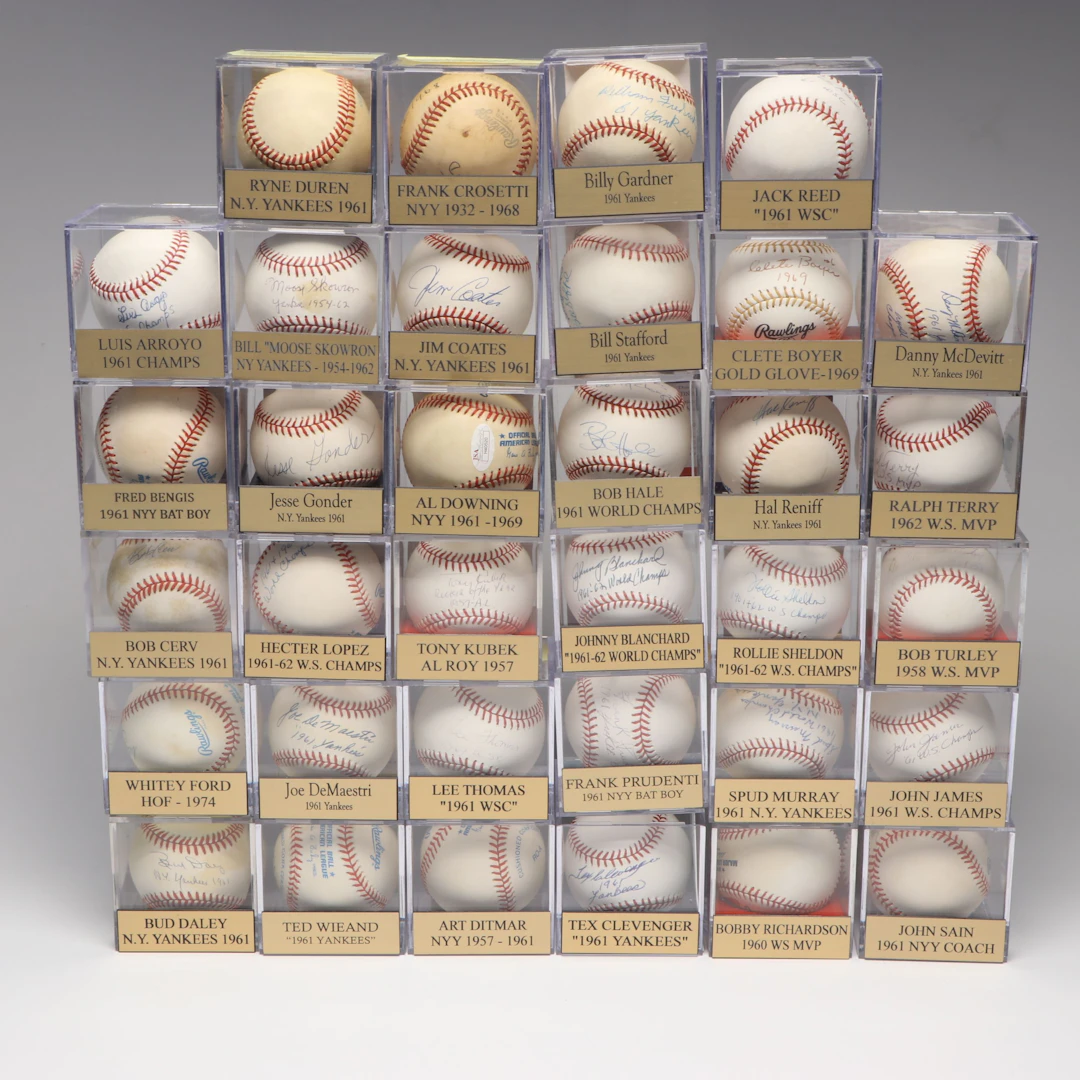 Thirty-Four 1961 NY Yankees Signed Baseballs, Including Coaches