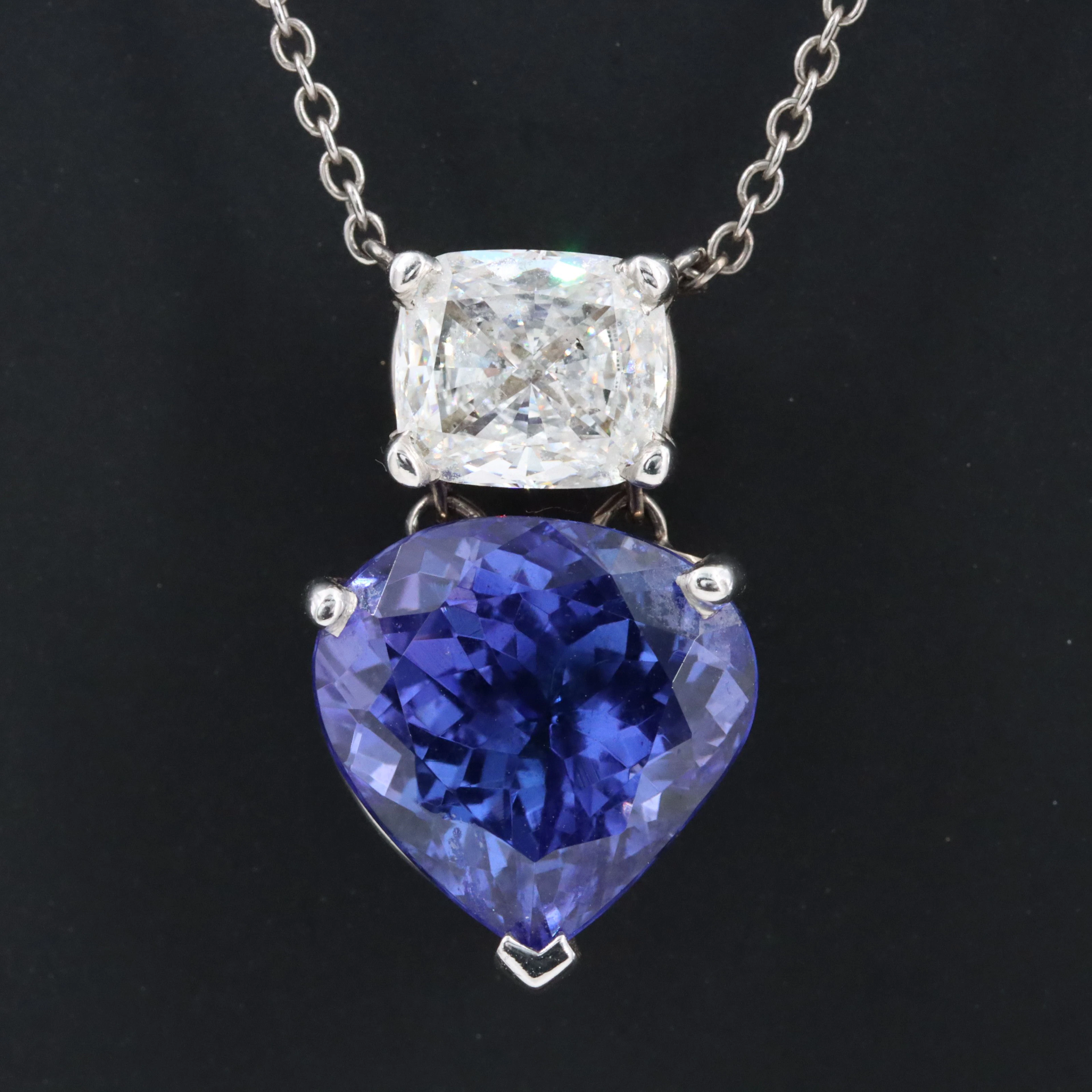 14K Tanzanite and Lab Grown Diamond Necklace with Online IGI Report