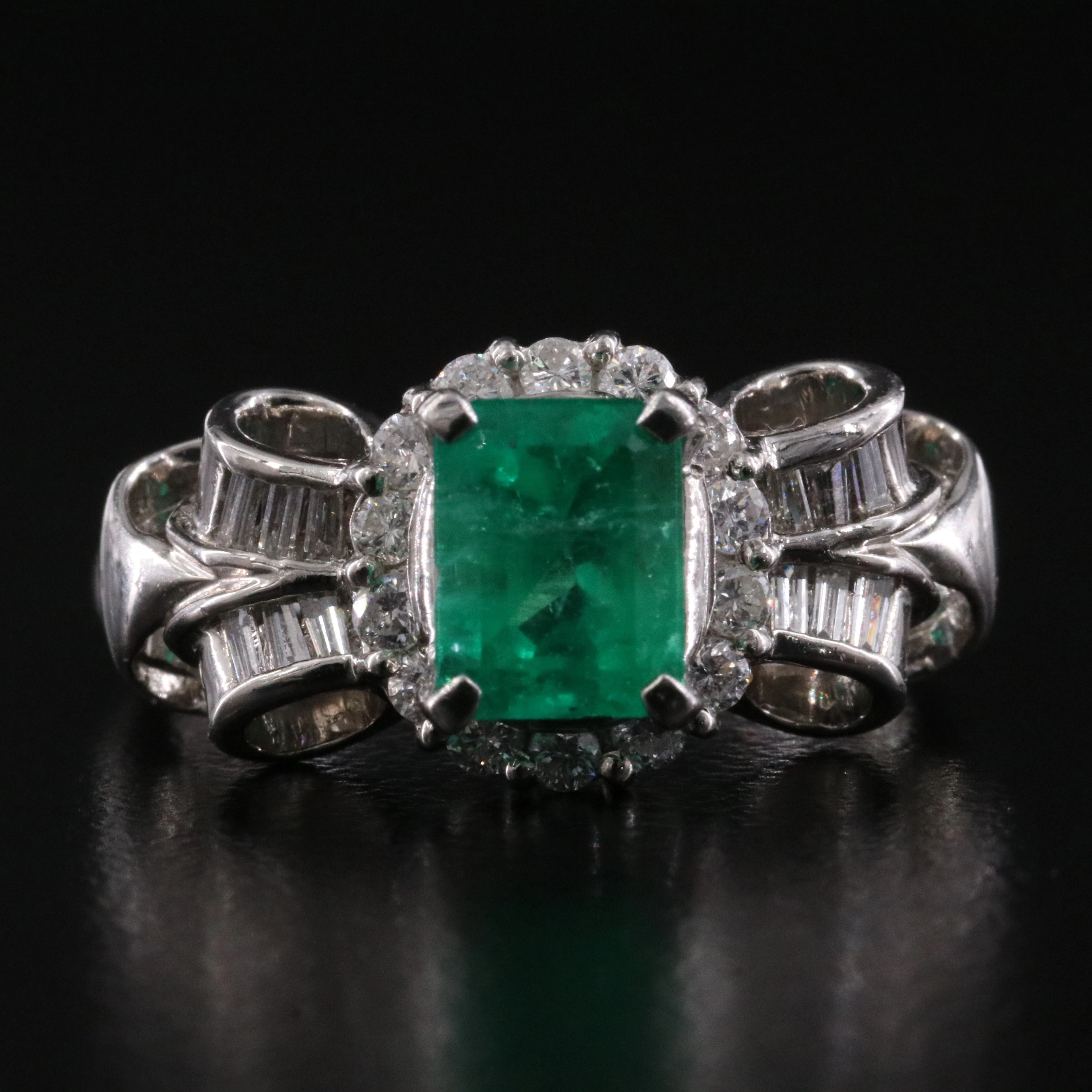 Platinum Colombian Emerald and Diamond Ring with GIA Report
