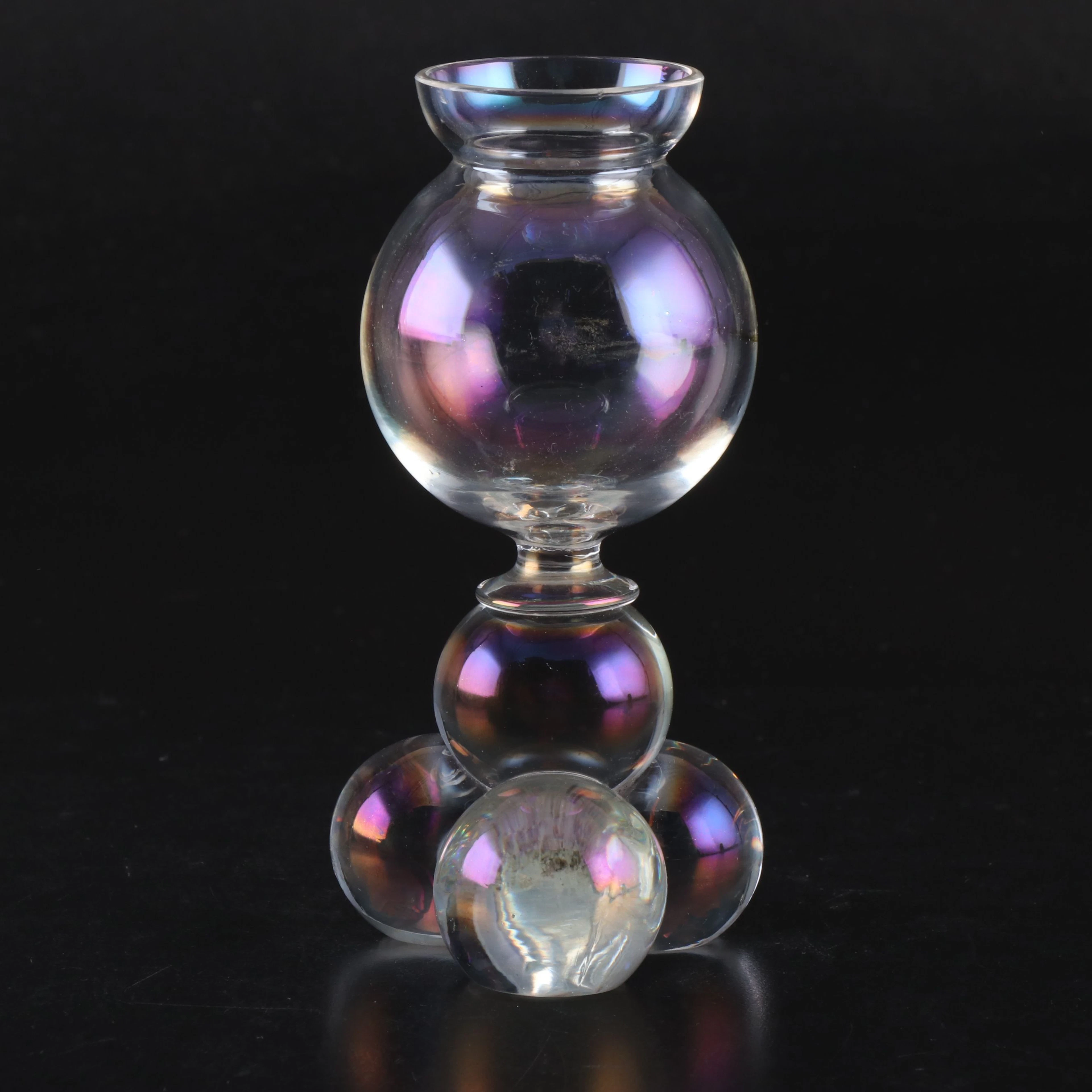 Bohemian Style Iridescent Glass Vase, 20th Century