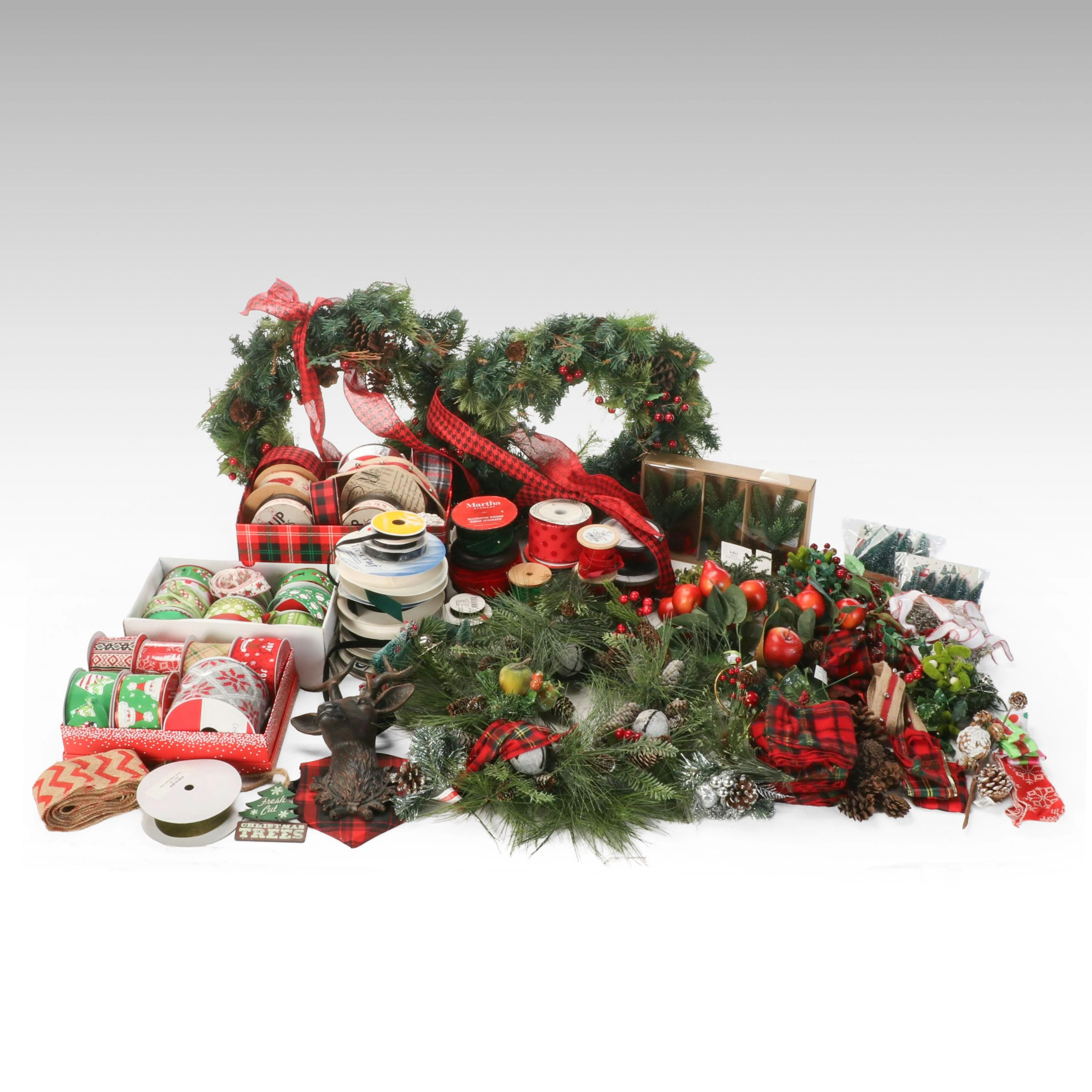 Faux Pine Wreaths, Reindeer Wall Mount and More Christmas Decorations