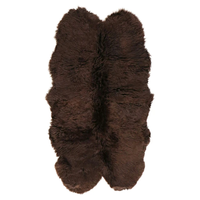 4' x 6' New Zealand Sheepskin Quad Pelt Area Rug in Chocolate