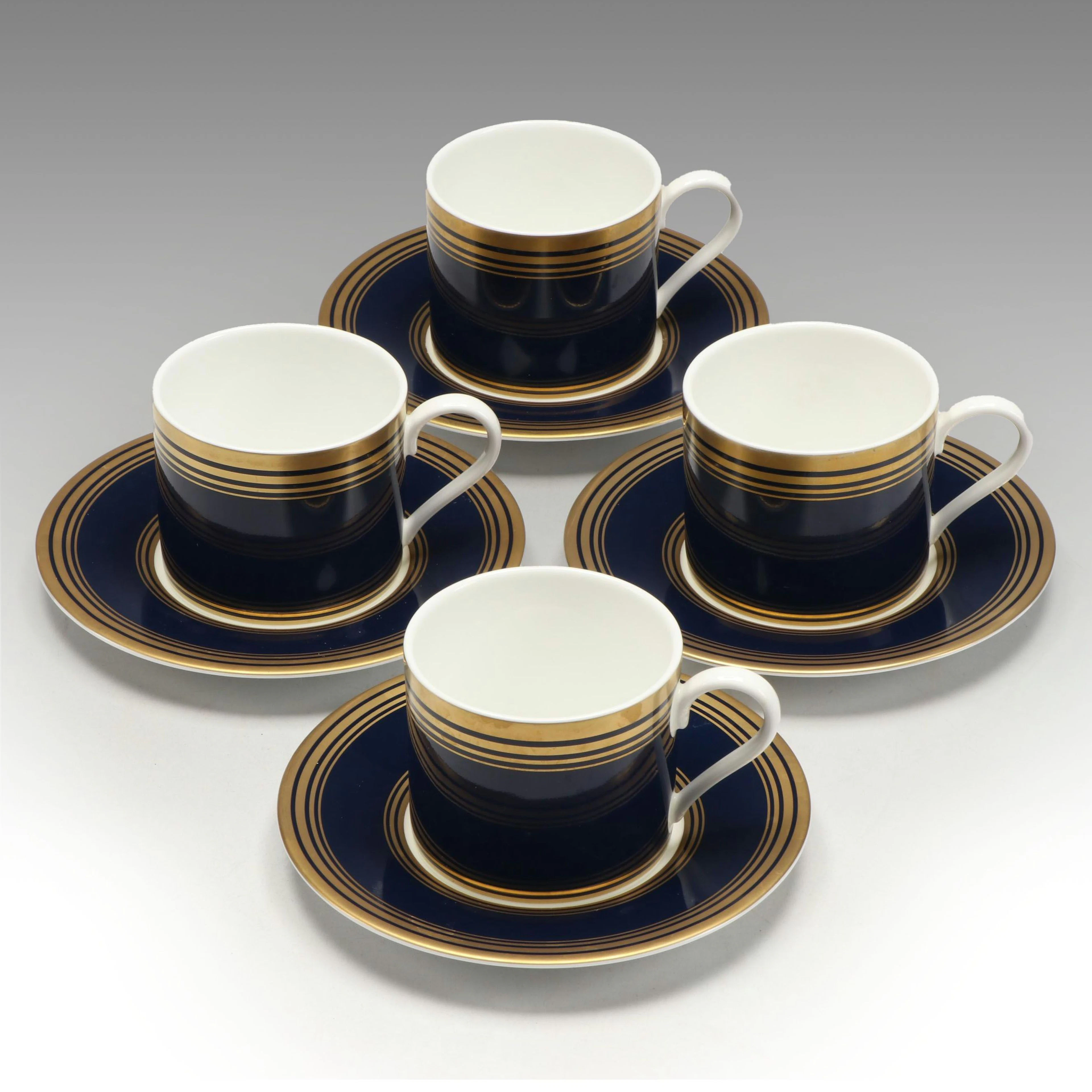 Ralph Lauren "Deauville" Porcelain Flat Cups and Saucers