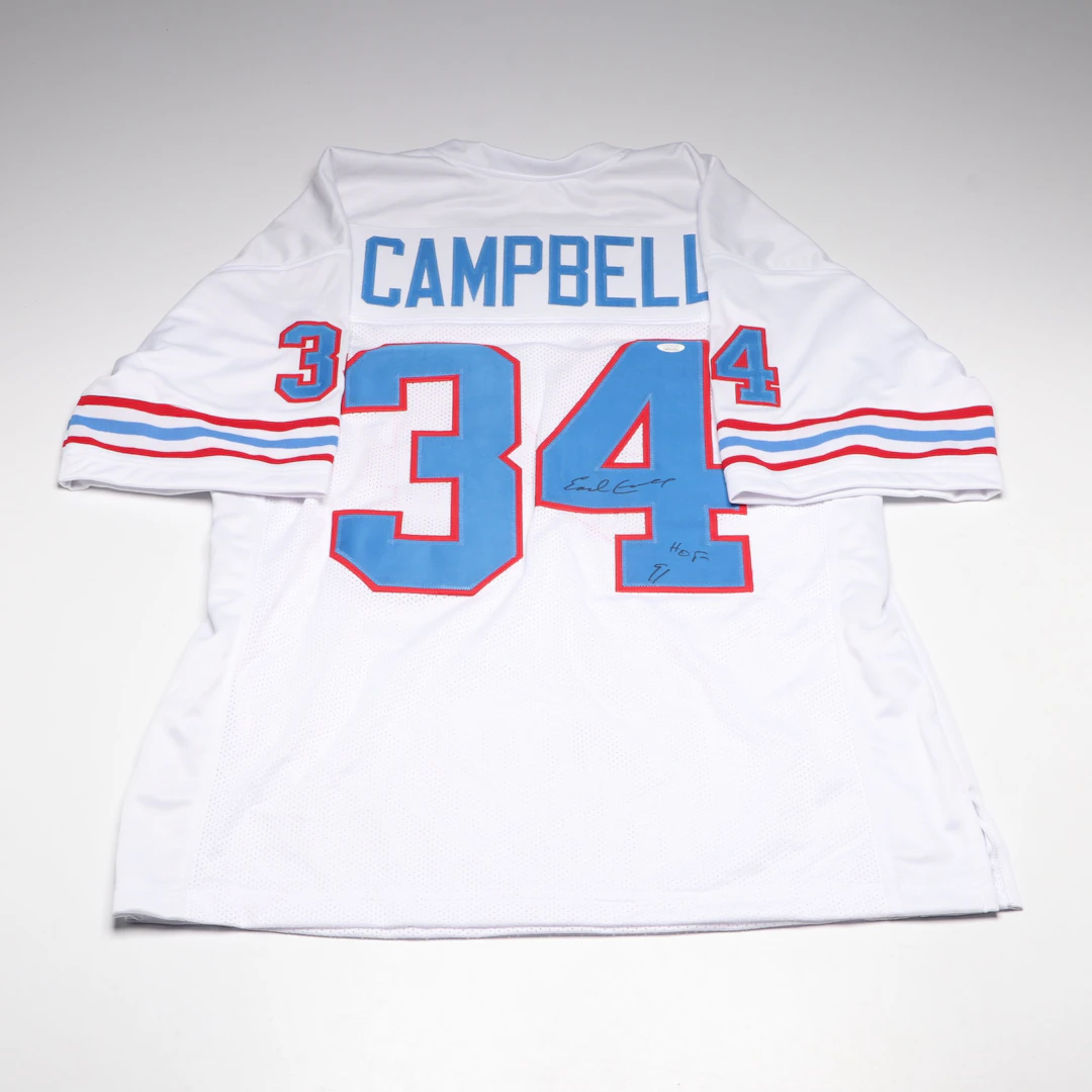 Earl Campbell Signed Houston Oilers NFL Football Jersey, JSA