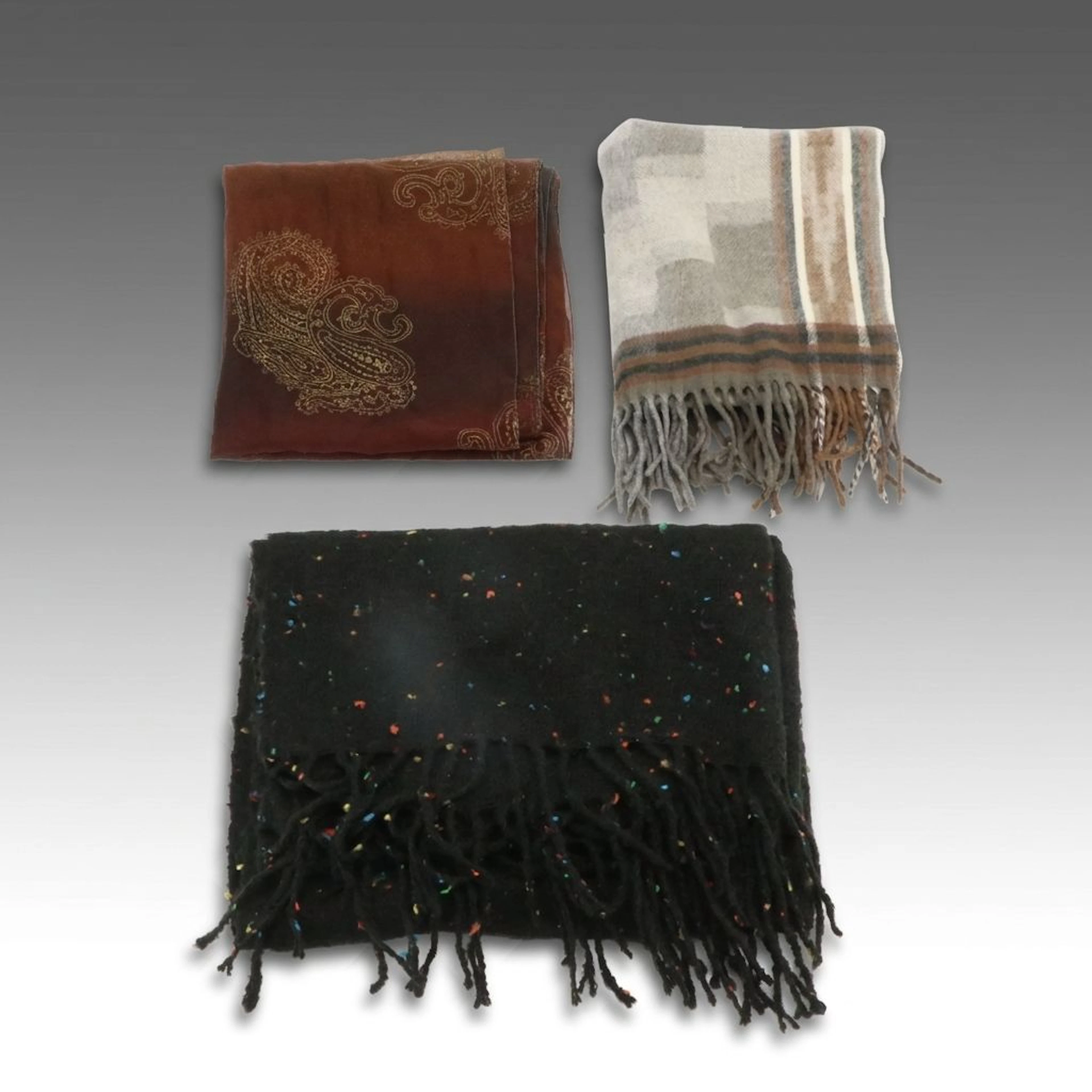 German Cashmere and FRAAS Cashmink Fringe Scarves with Other Paisley Scarf