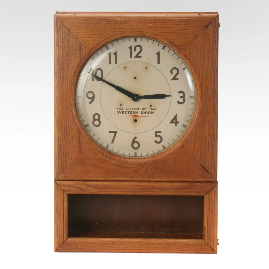 Self Winding Clock Co. Western Union Naval Observatory Time Wall Clock