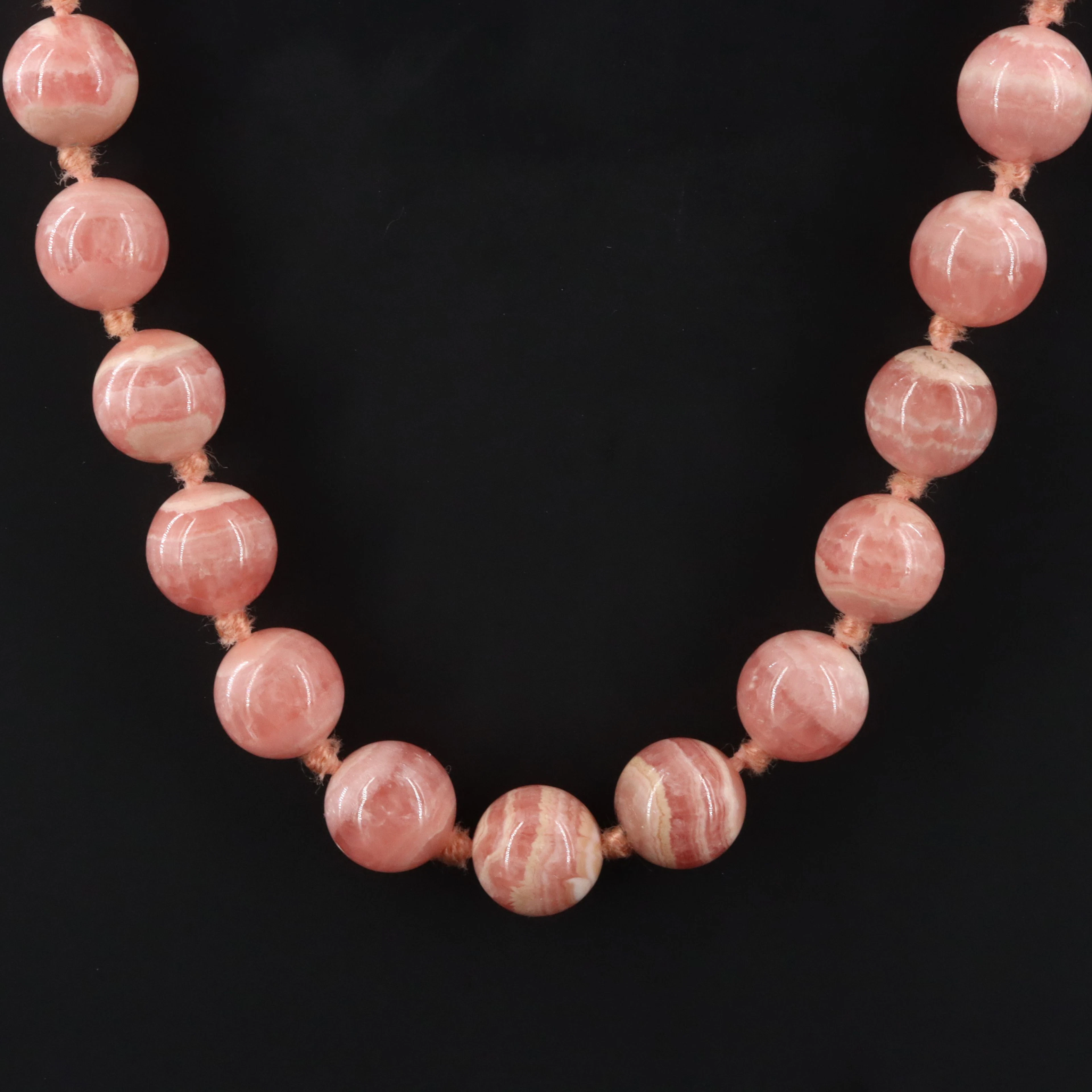 Rhodochrosite Bead Necklace with 14K Clasp