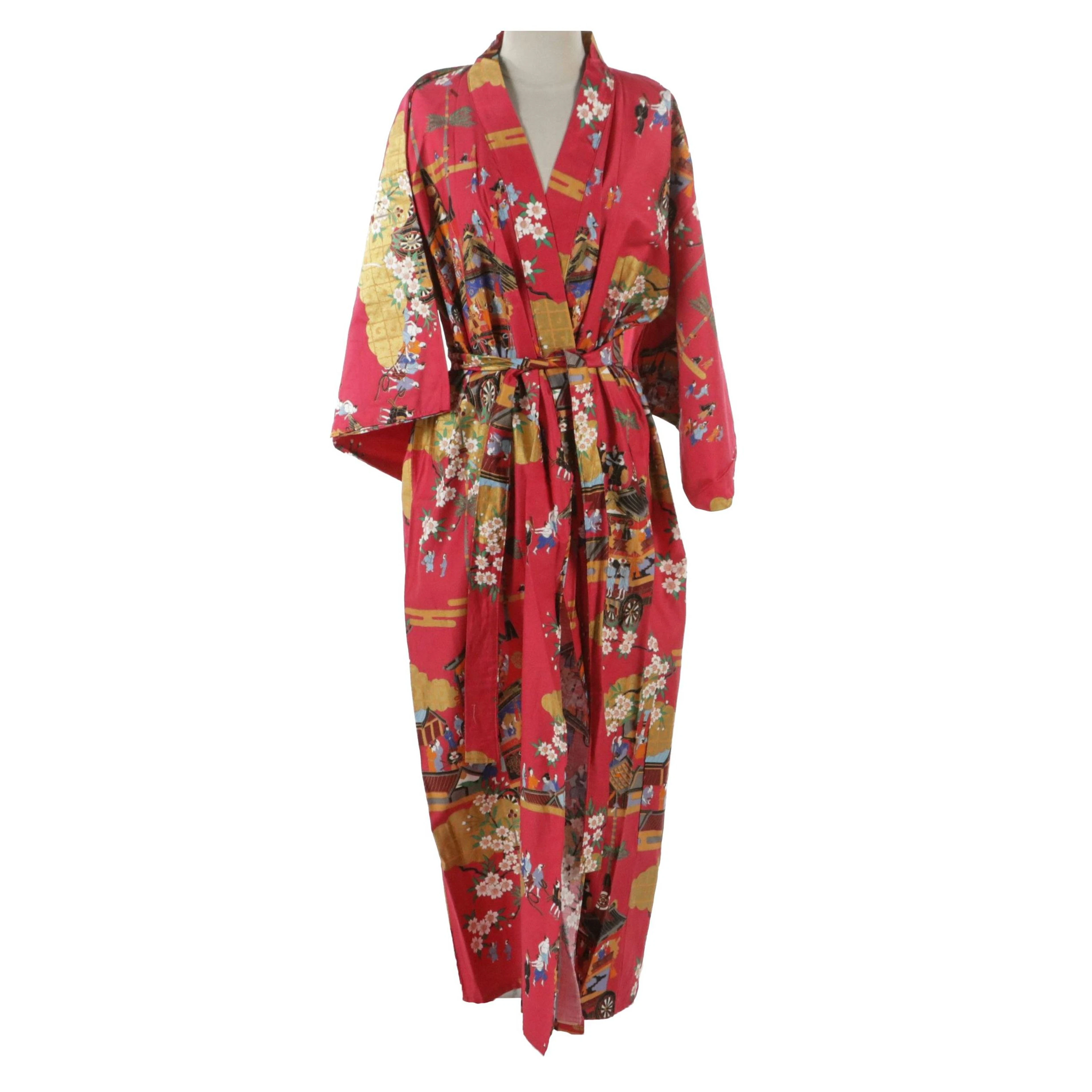 Colorful Printed Cotton Japanese Kimono