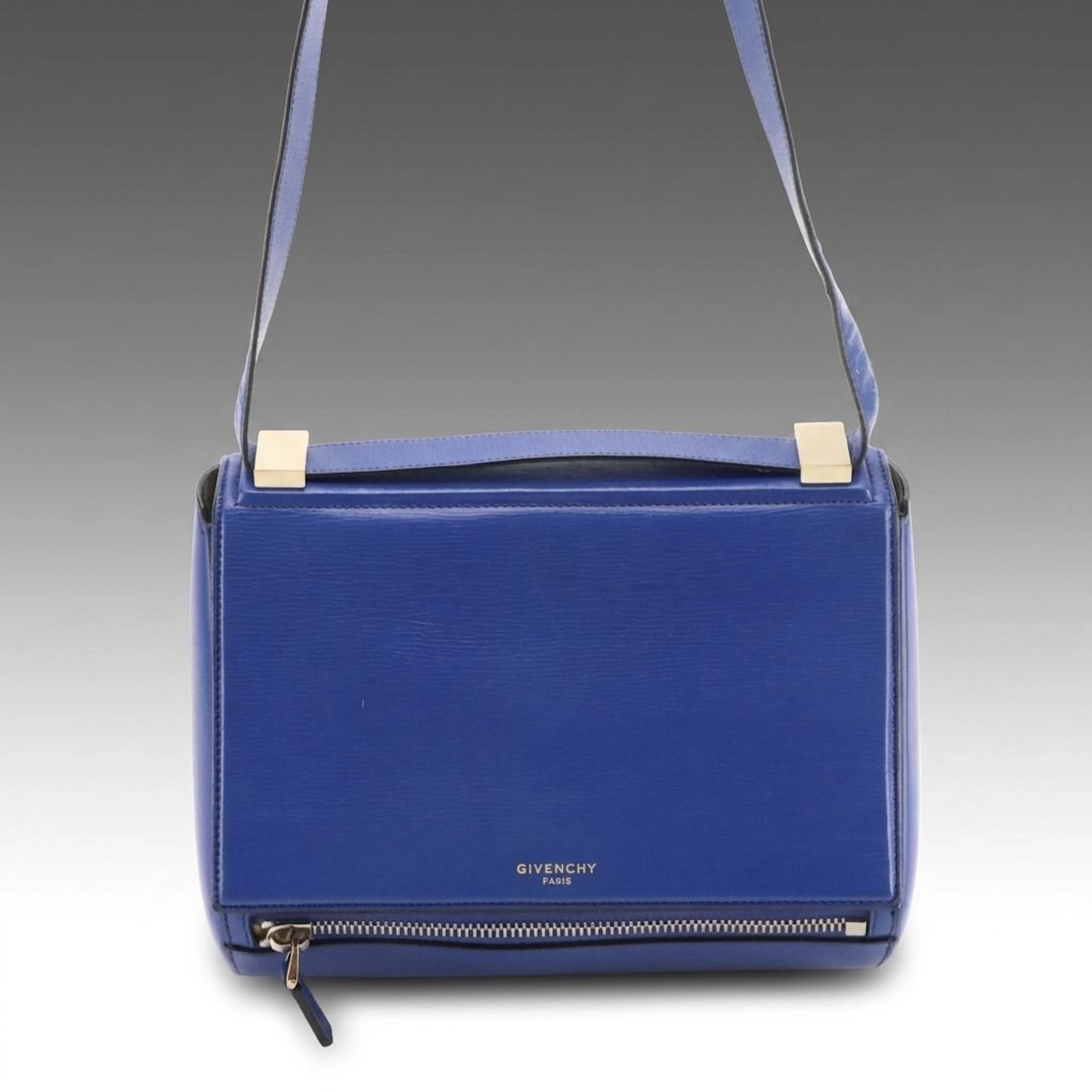 Givenchy Cobalt Blue Grain Textured Leather Pandora Box Shoulder Bag