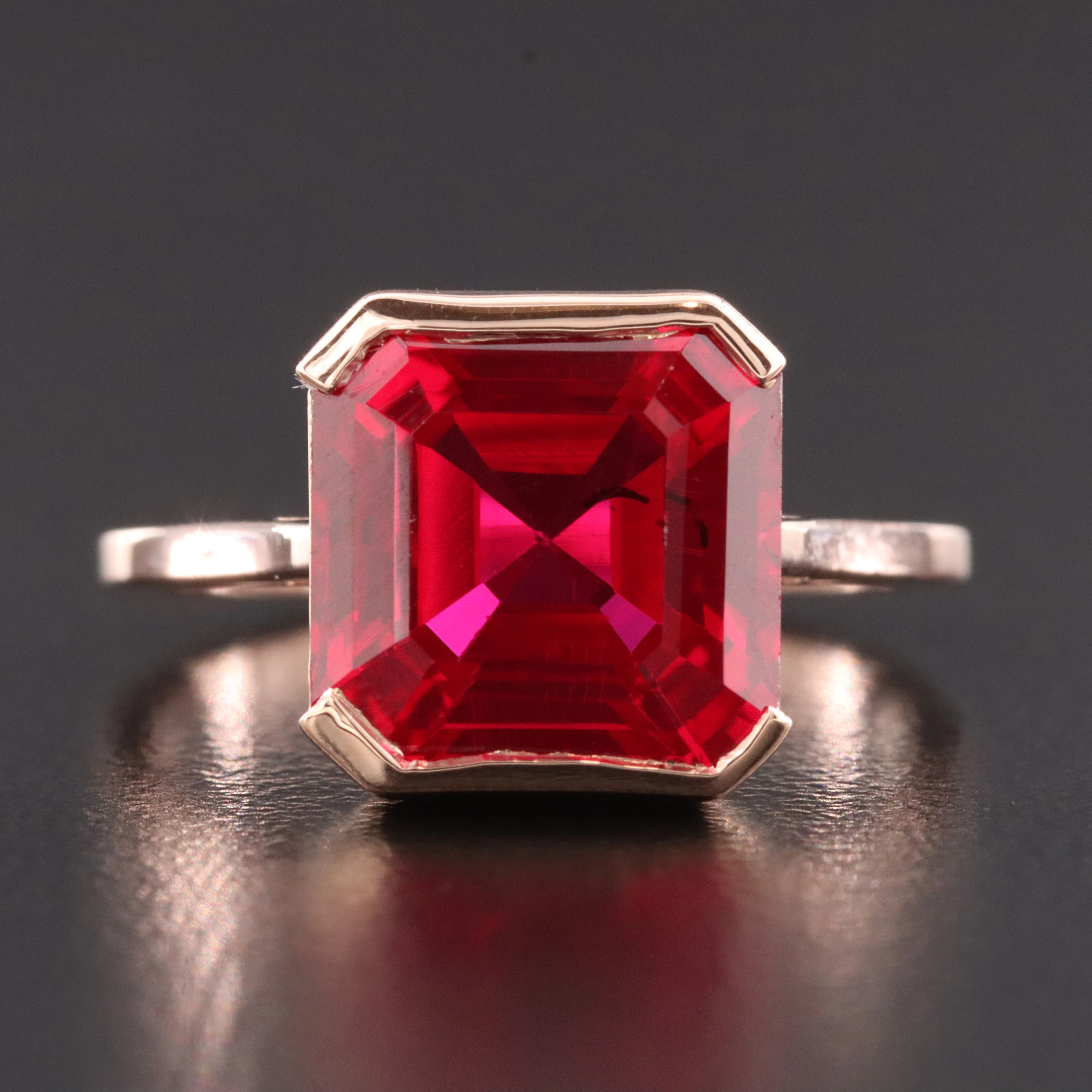 14K Rose Gold Ruby Solitaire Ring