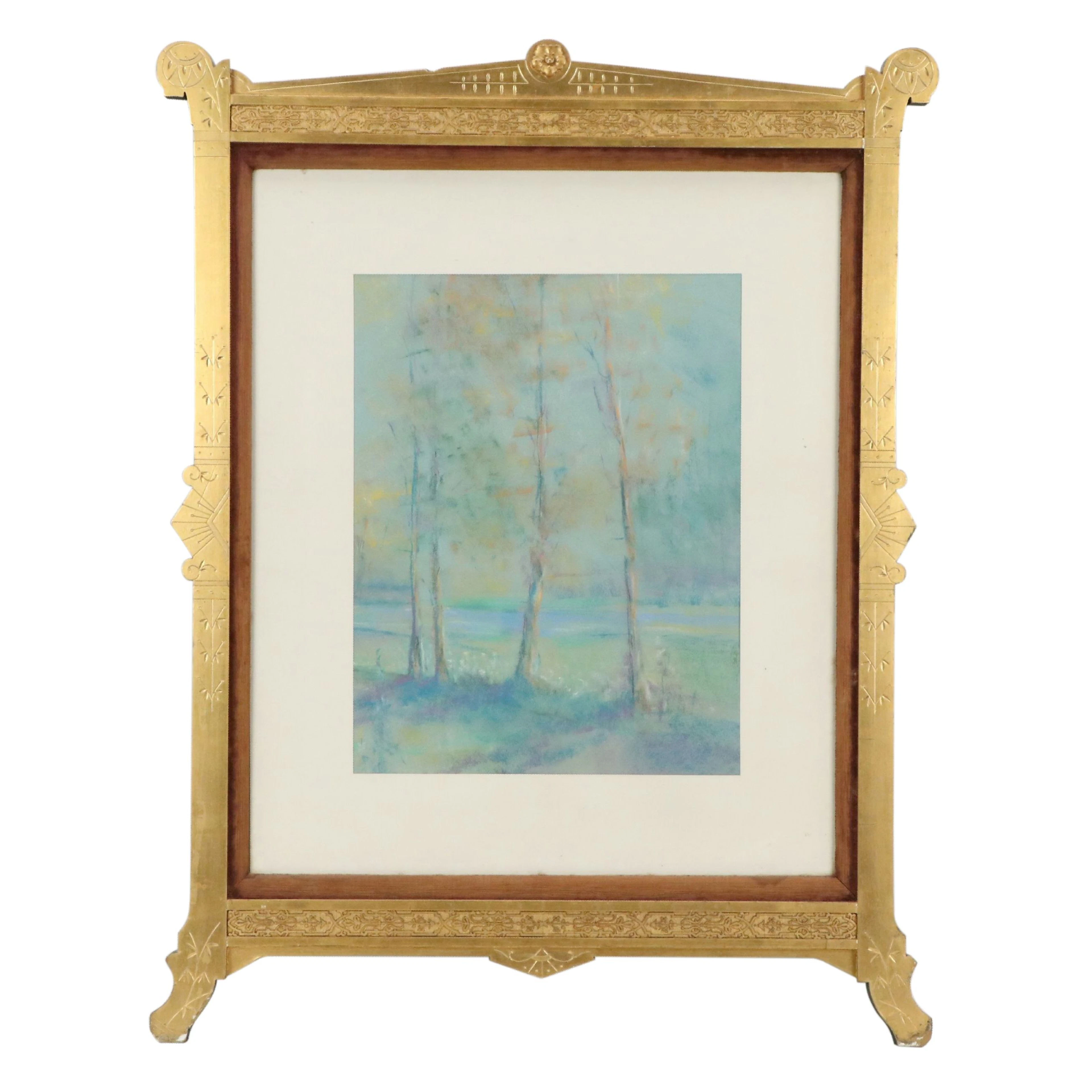 Sparse Forest Landscape Chalk Pastel Drawing