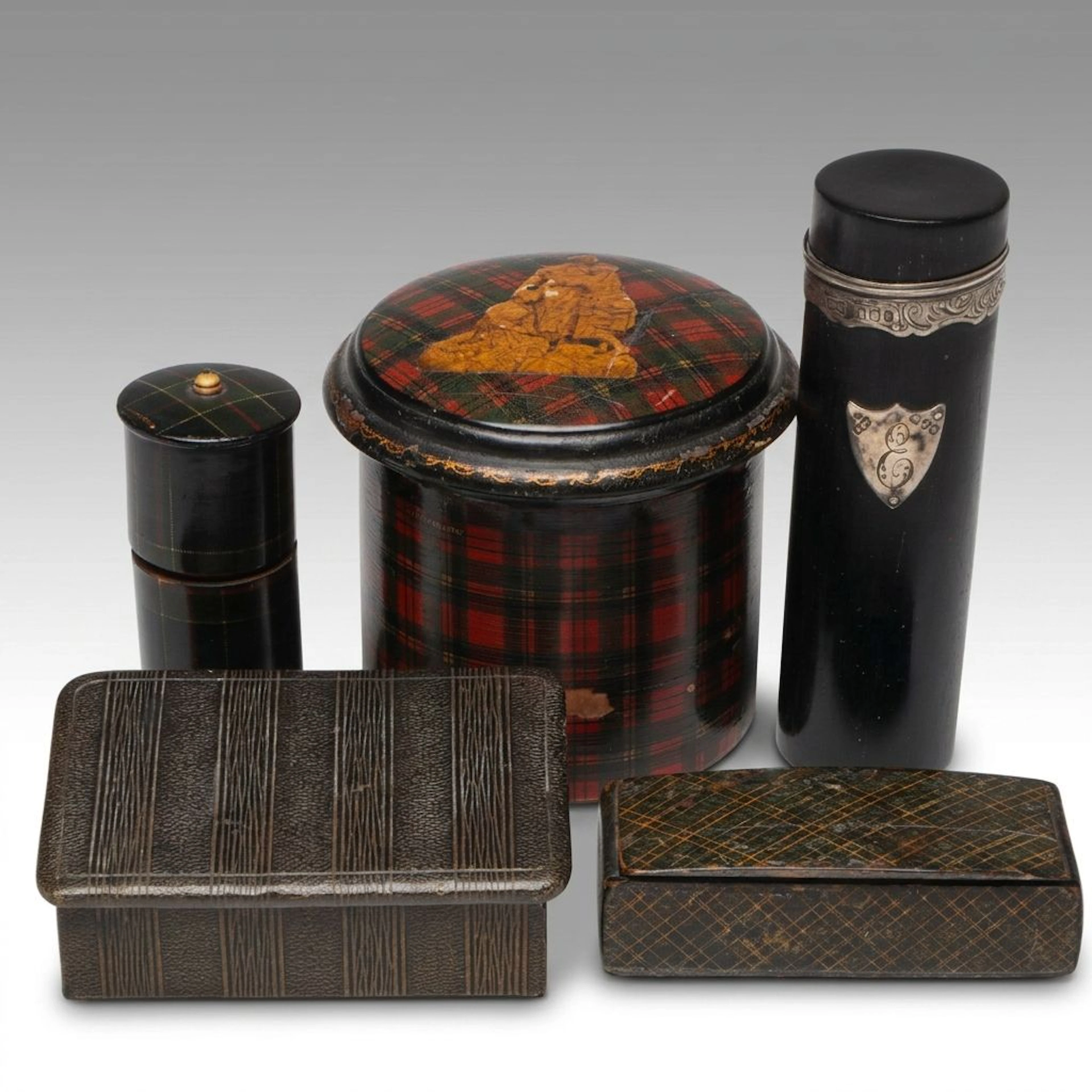 Ebony Wood Box with English Sterling Silver Inlay and More