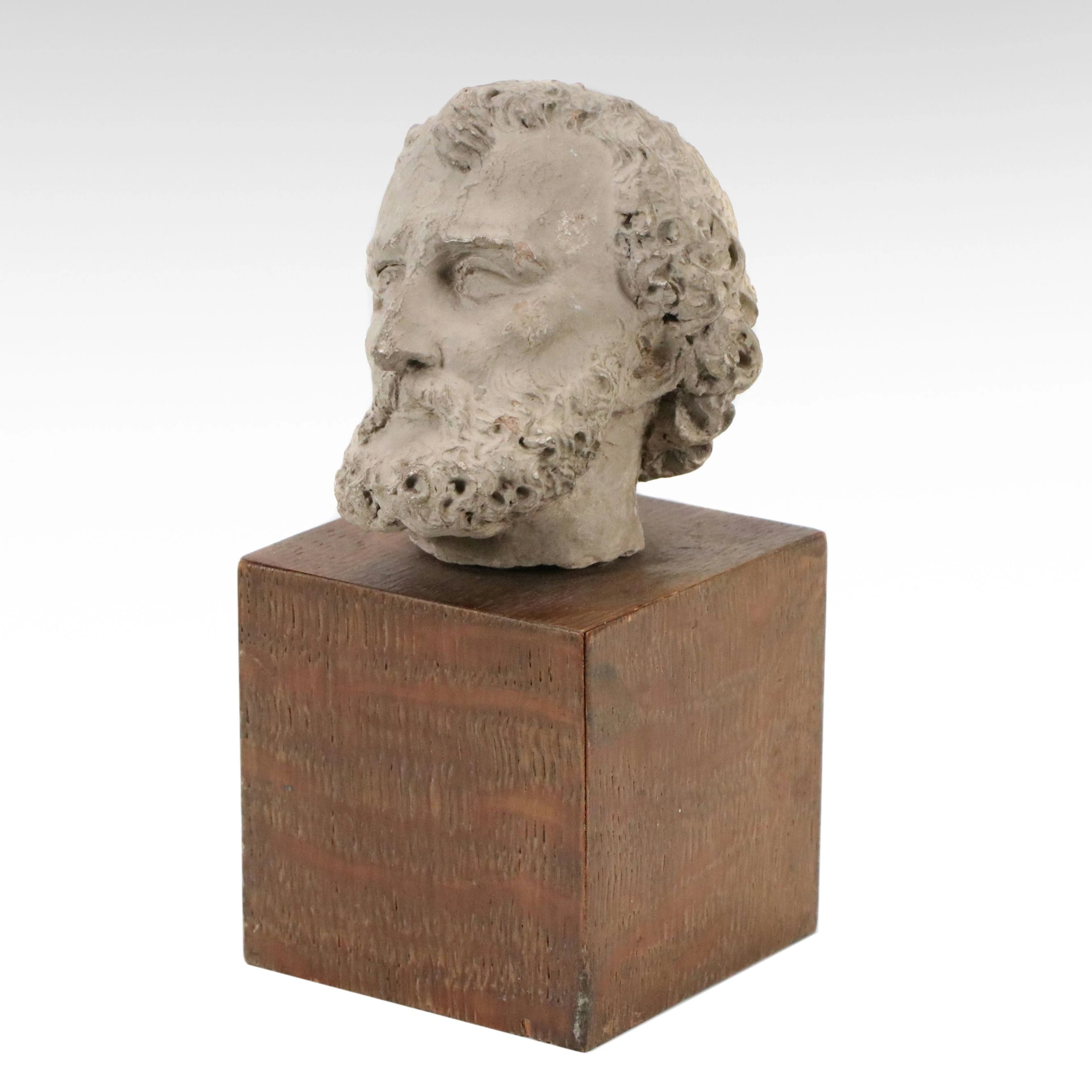 Glazed Terracotta Bust of Bearded Man, Possibly Jean-Baptiste Carpeaux