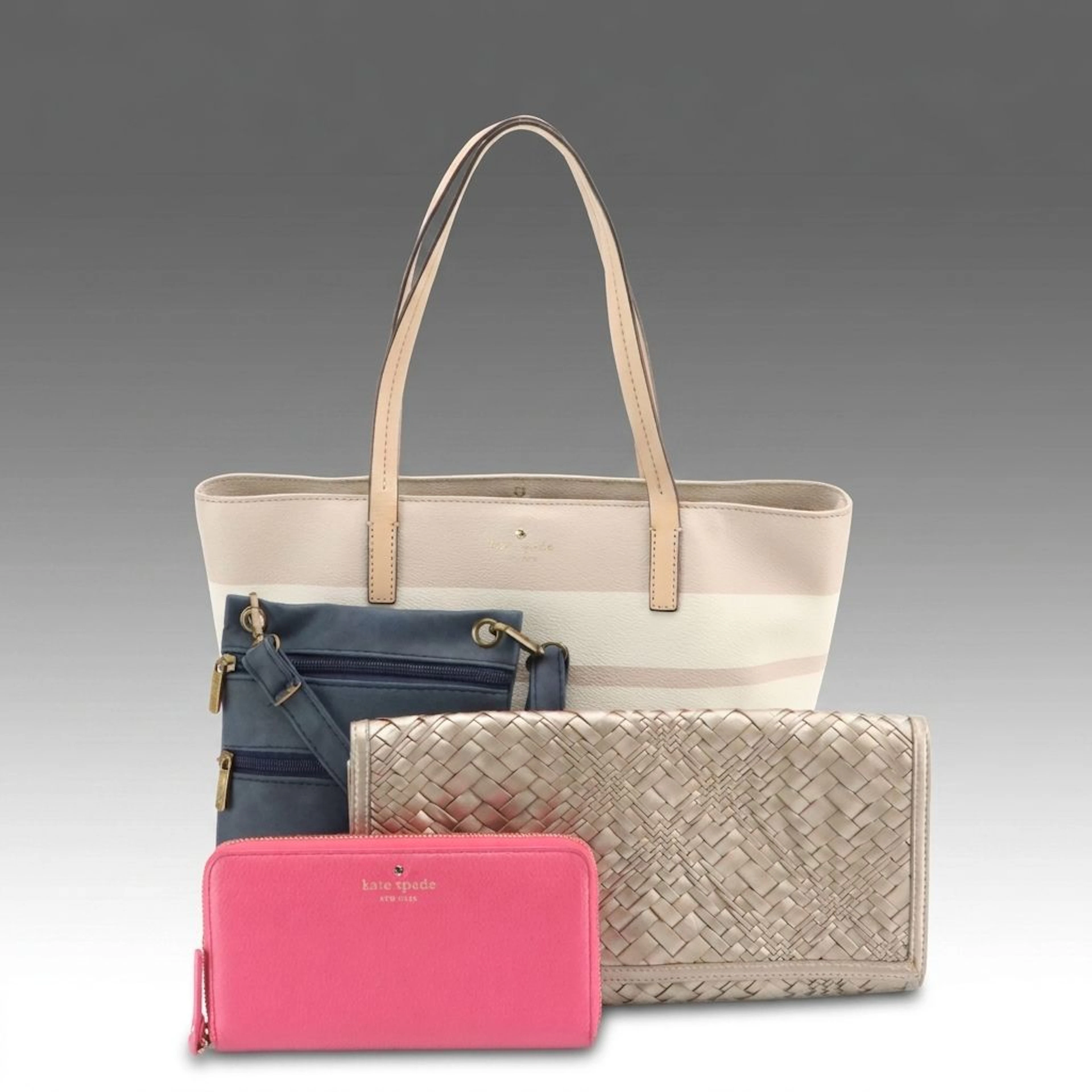 Kate Spade Tote Bag and Accordion Wallet in Cowhide Leather with Others