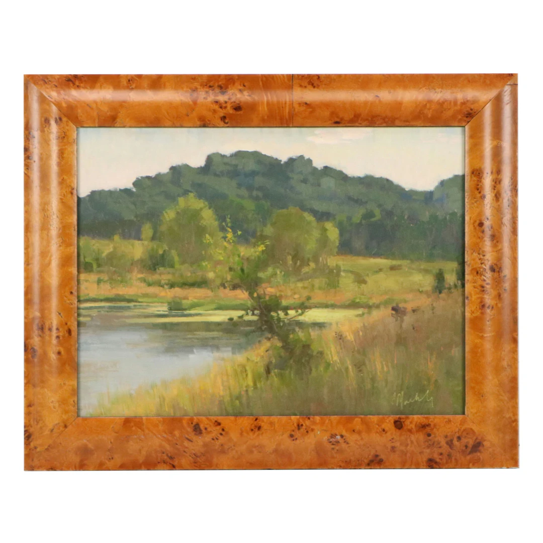 Chuck Marshall Oil Landscape Painting of Western Lake Scene