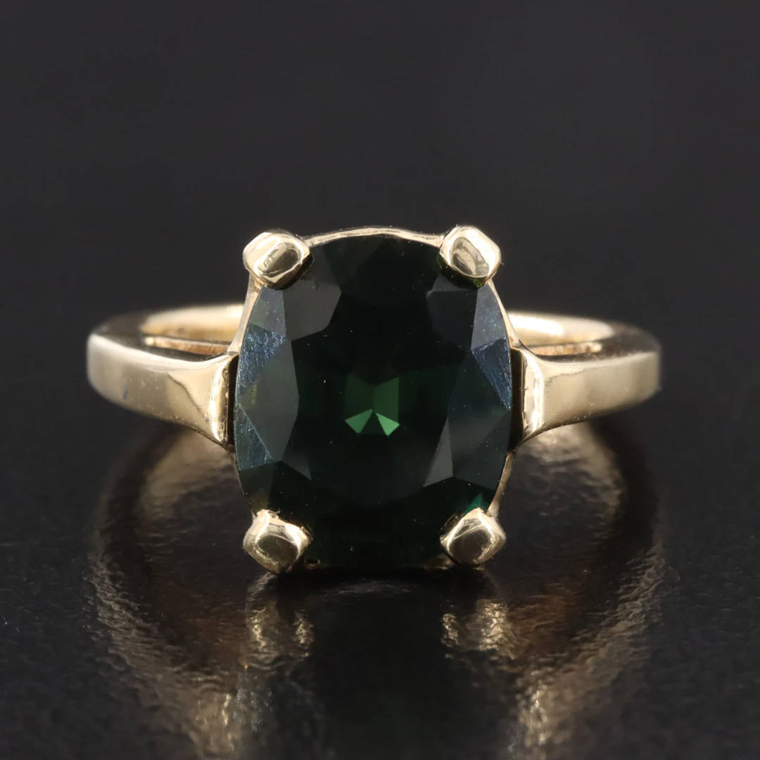 14K 3.37 CT Sapphire Solitaire Ring with GIA Report