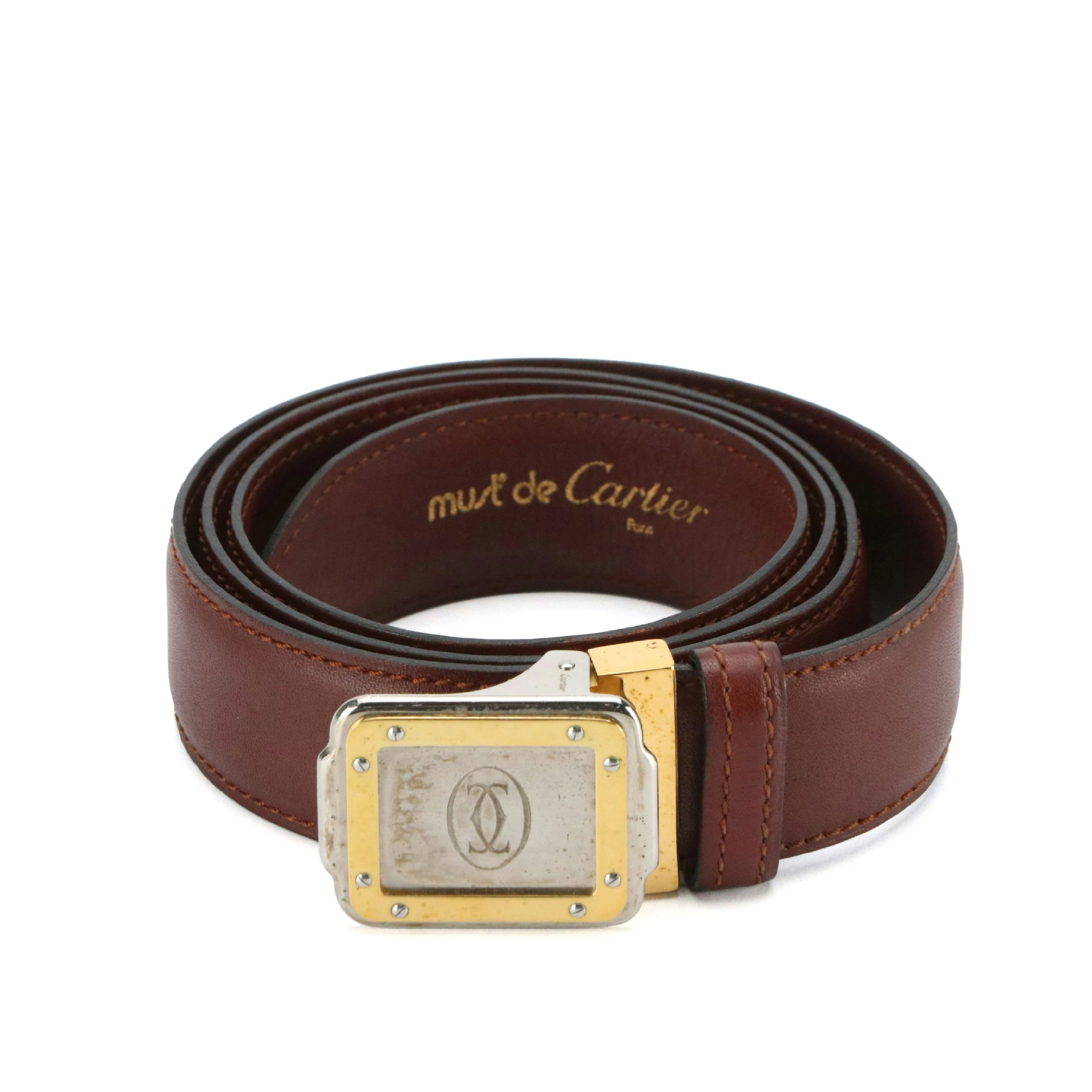 Cartier Must de Cartier Santos Buckle 30mm Leather Belt with Box