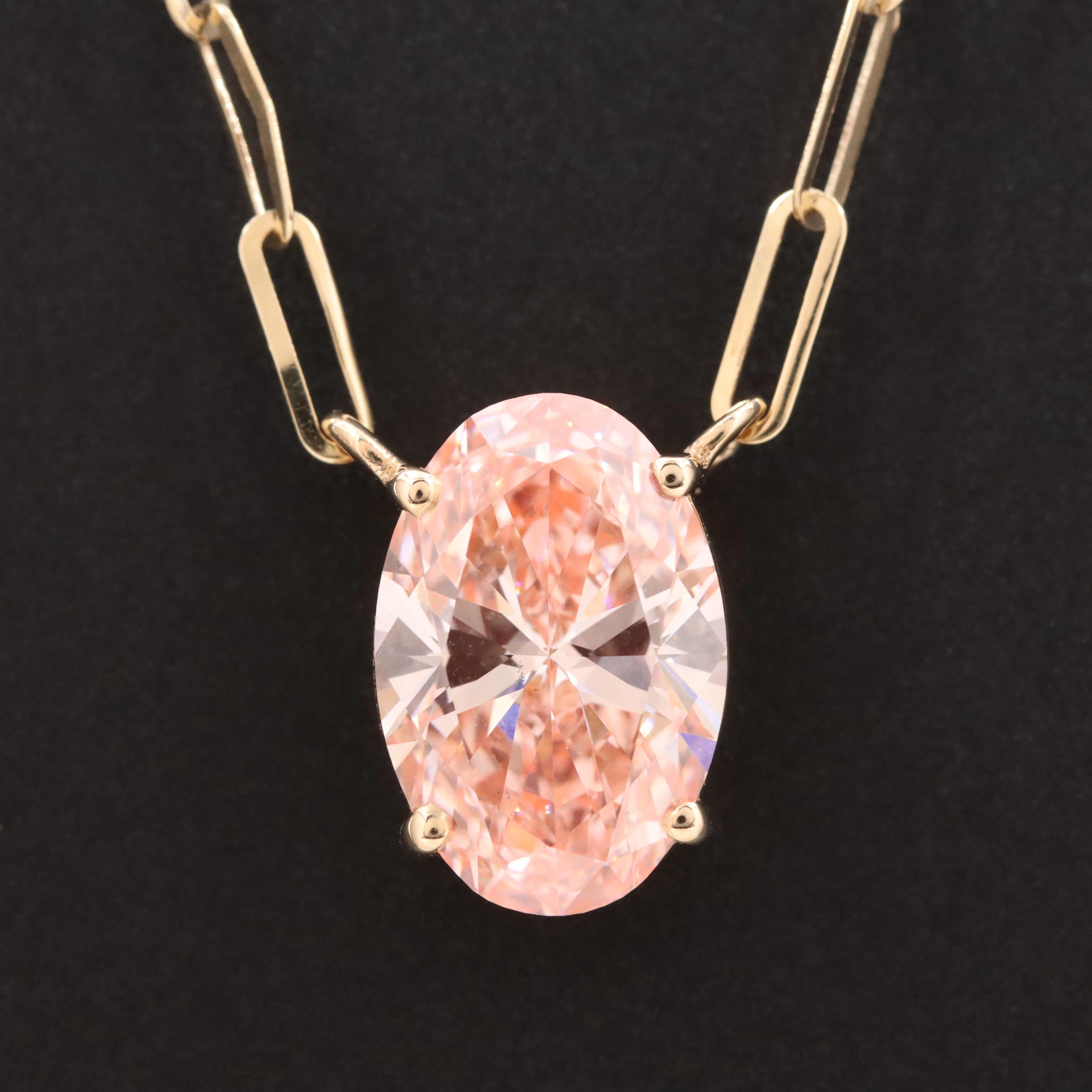 14K 2.50 CT Lab Grown Fancy Vivid Pink Diamond Necklace with IGI Report