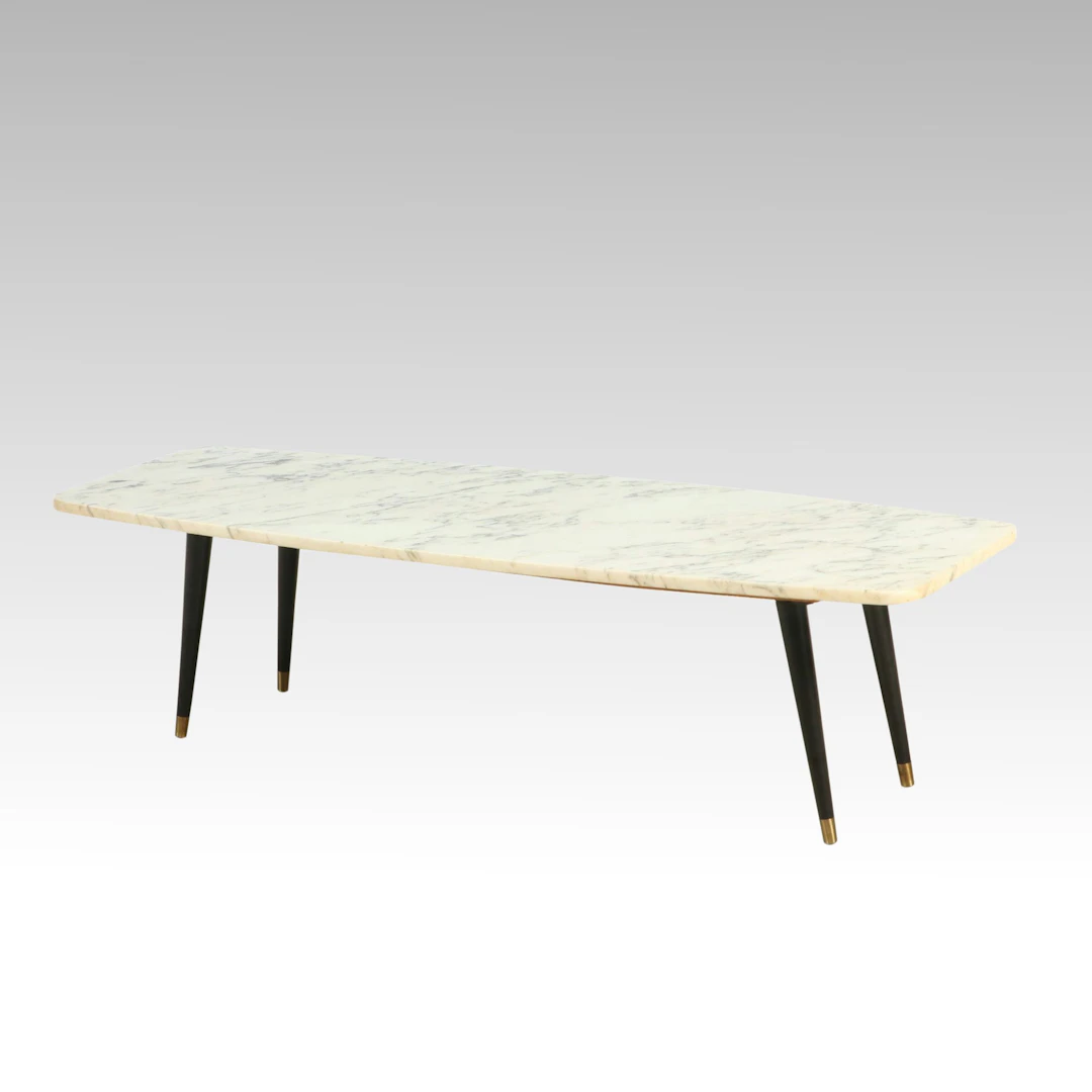 Mid Century Modern Composite Marble Top Coffee Table