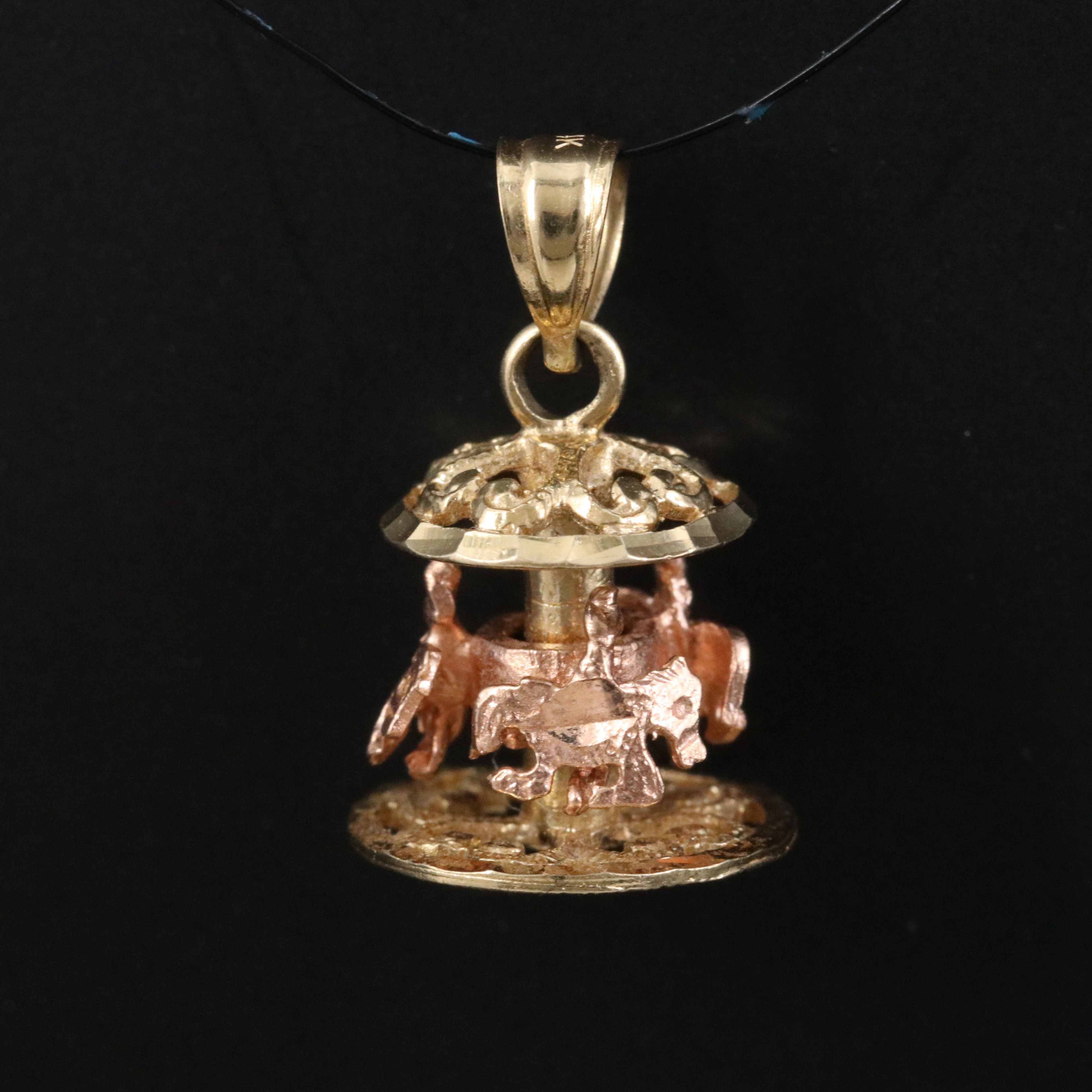 14K Articulated Carousel Pendant with Rose Gold