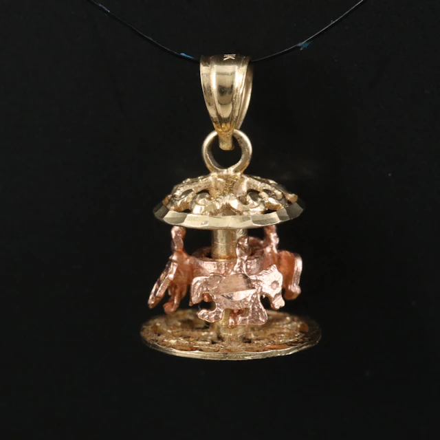 14K Articulated Carousel Pendant with Rose Gold
