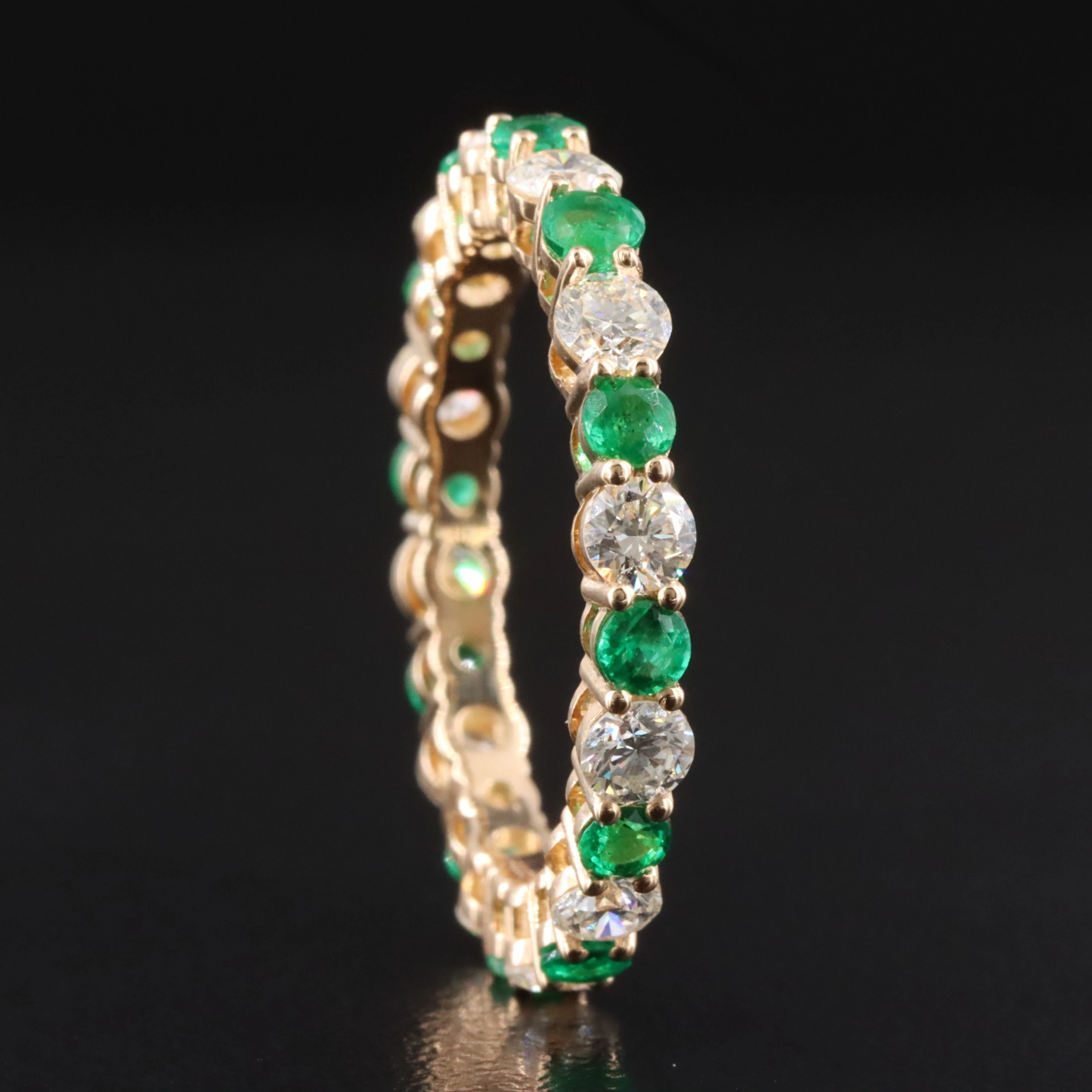 14K 1.32 CTW Diamond and Emerald Eternity Band