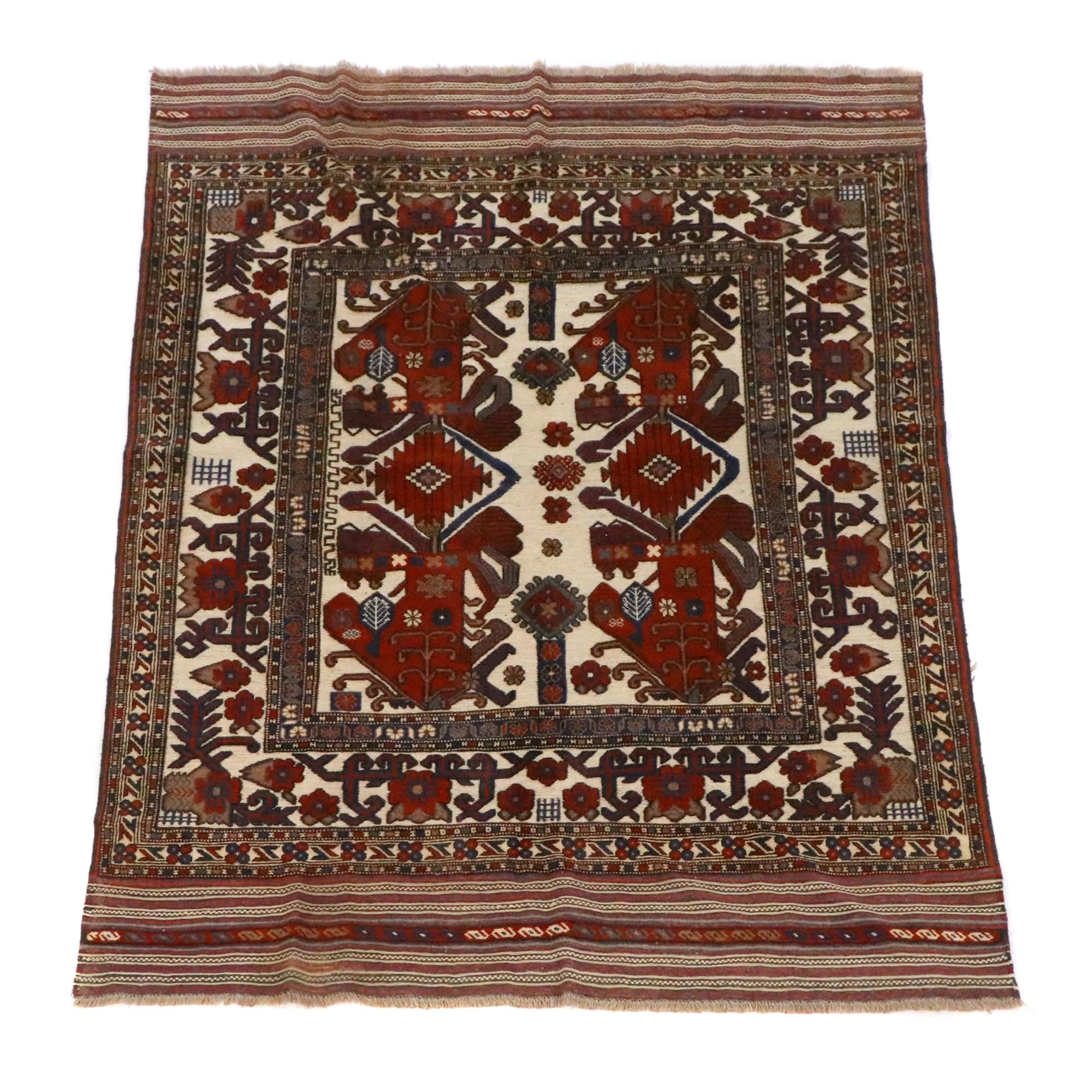 6'2 x 8'2 Handwoven Afghan Berjista Technique Area Rug