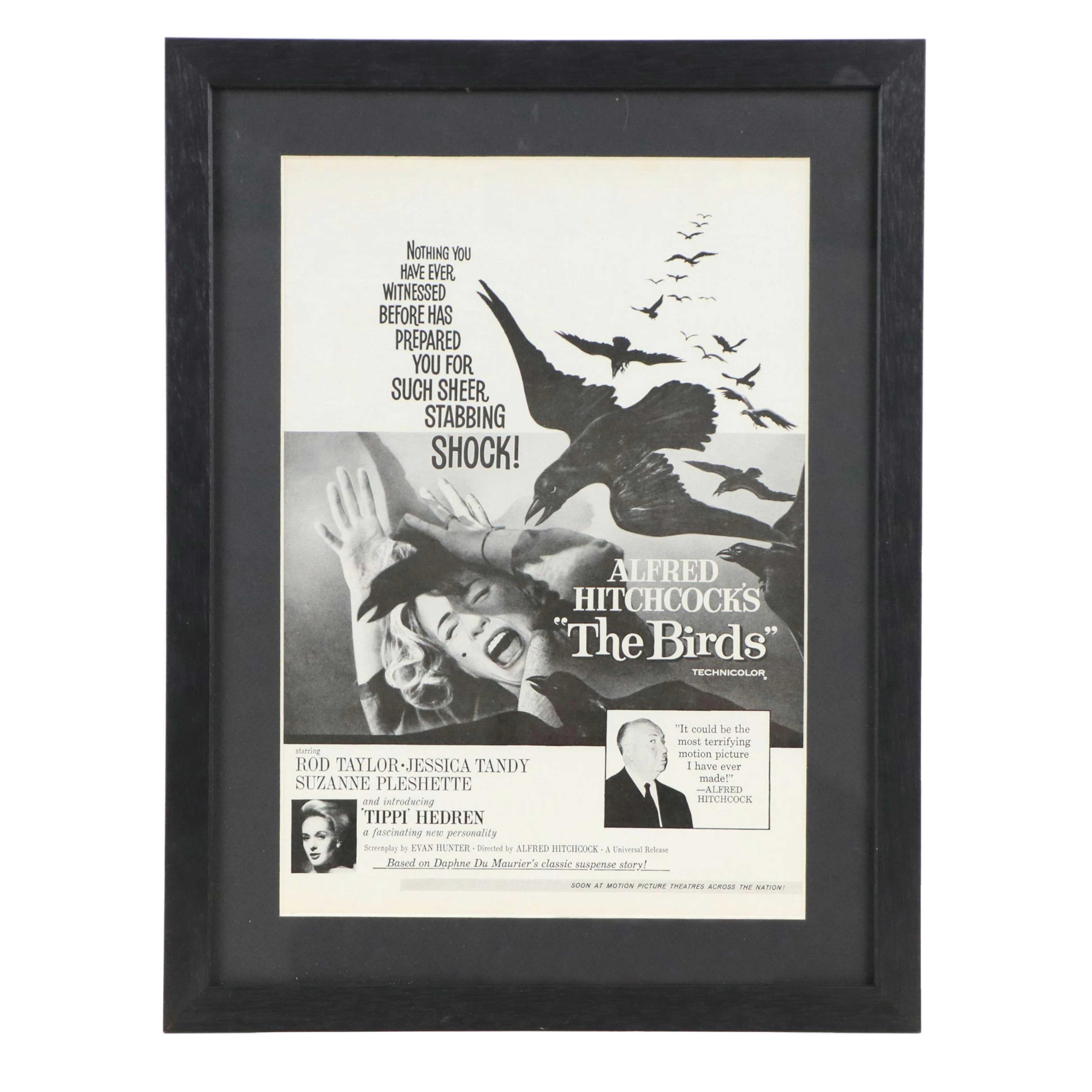Alfred Hitchcock's "The Birds" Halftone Film Poster, 1963