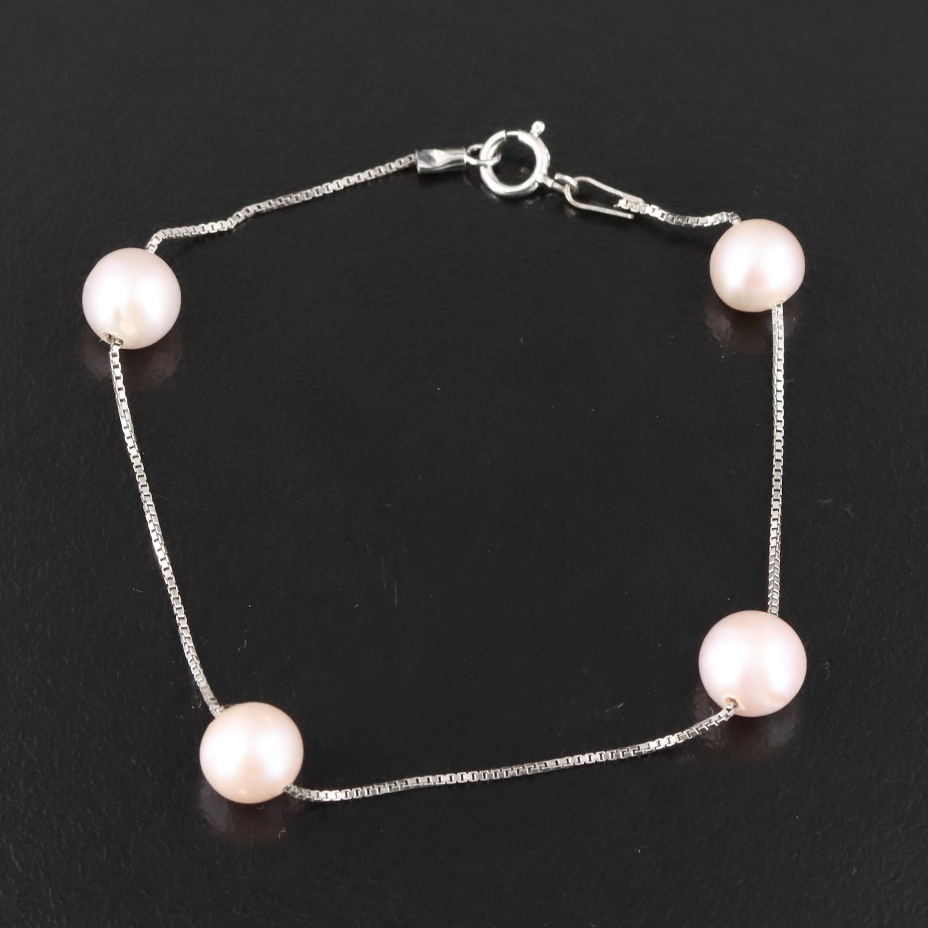 Sterling Pearl Station Bracelet