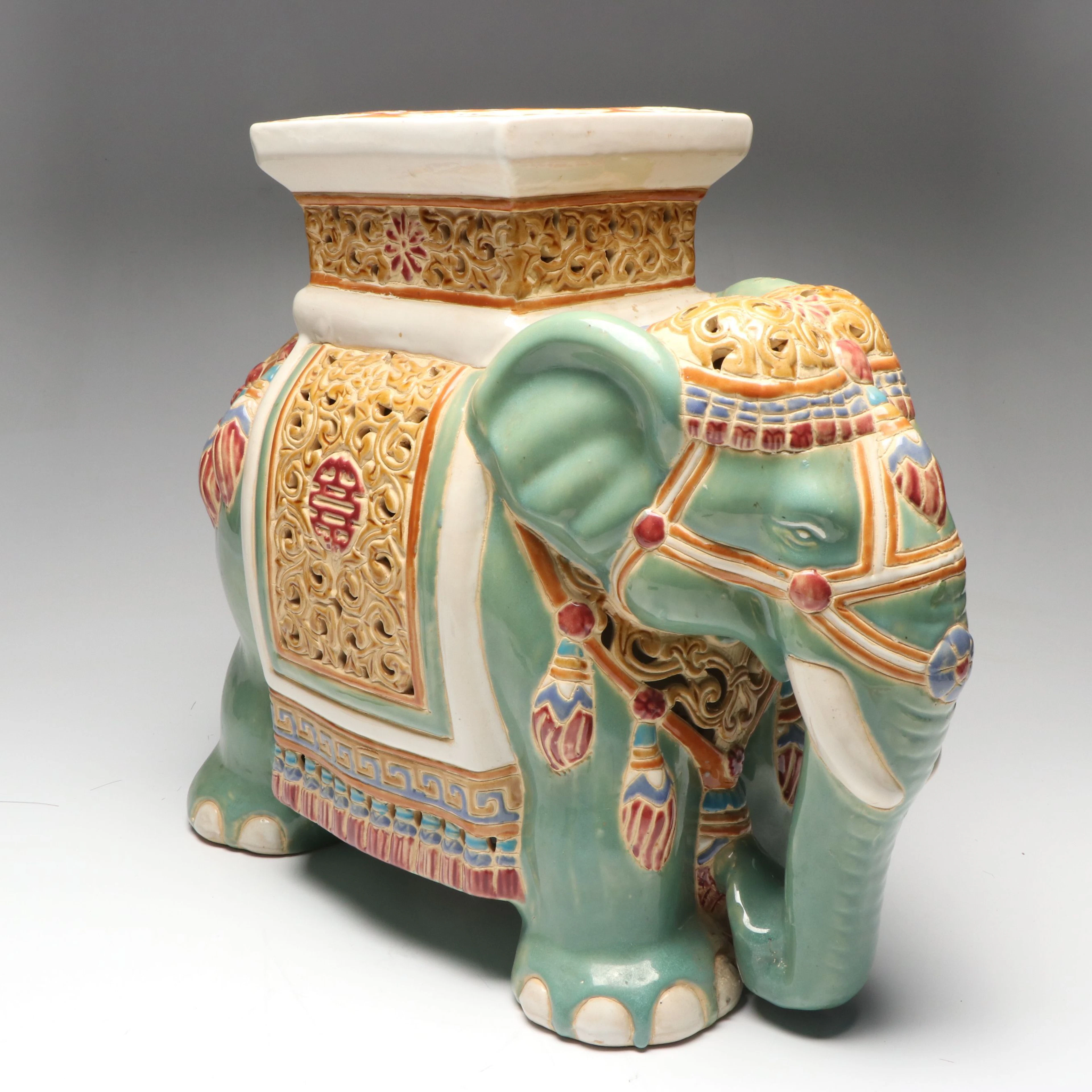 Chinese Style Ceramic Elephant Garden Stool