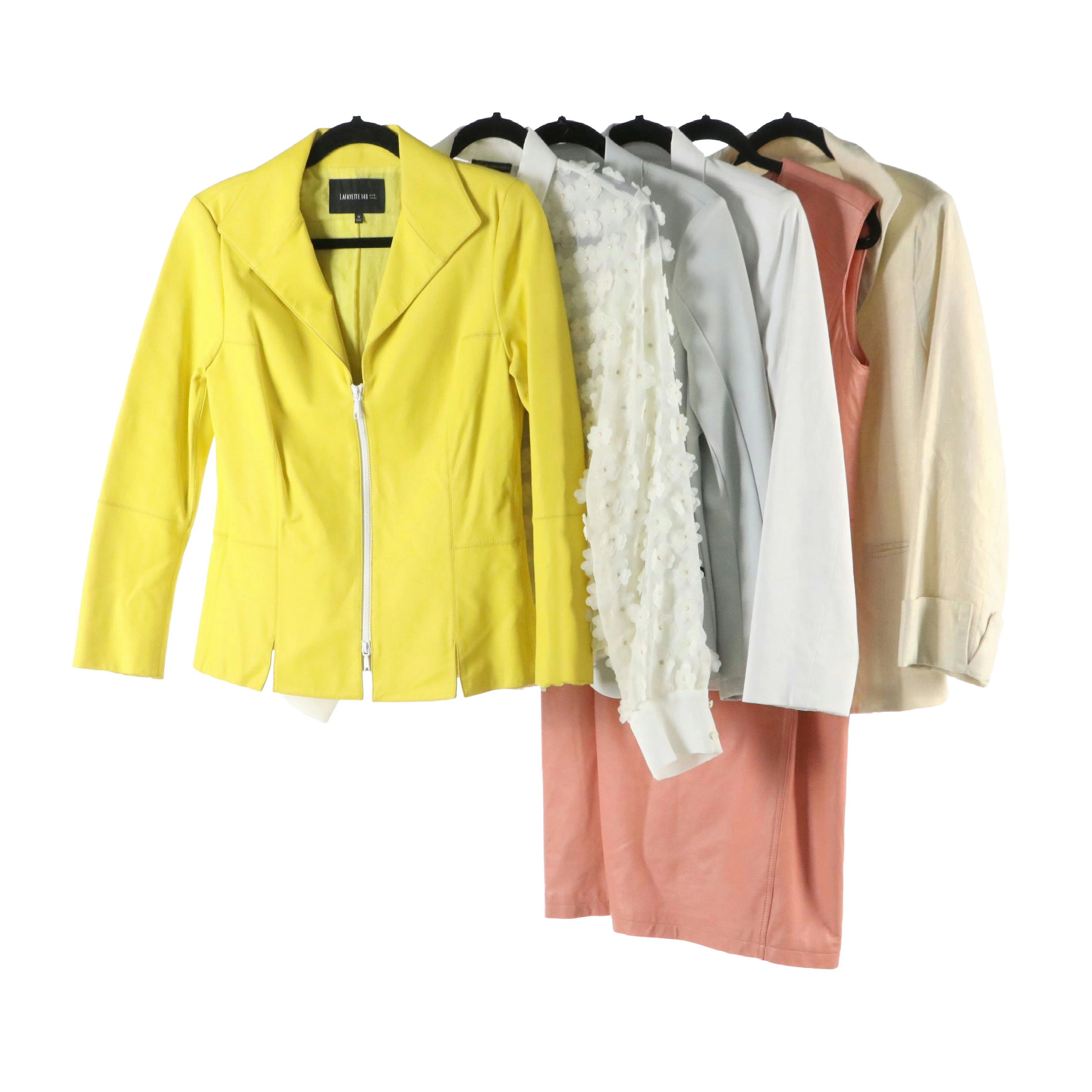 Lafayette 148 Yellow Leather Zip Jacket, Neiman Marcus Leather Dress and More