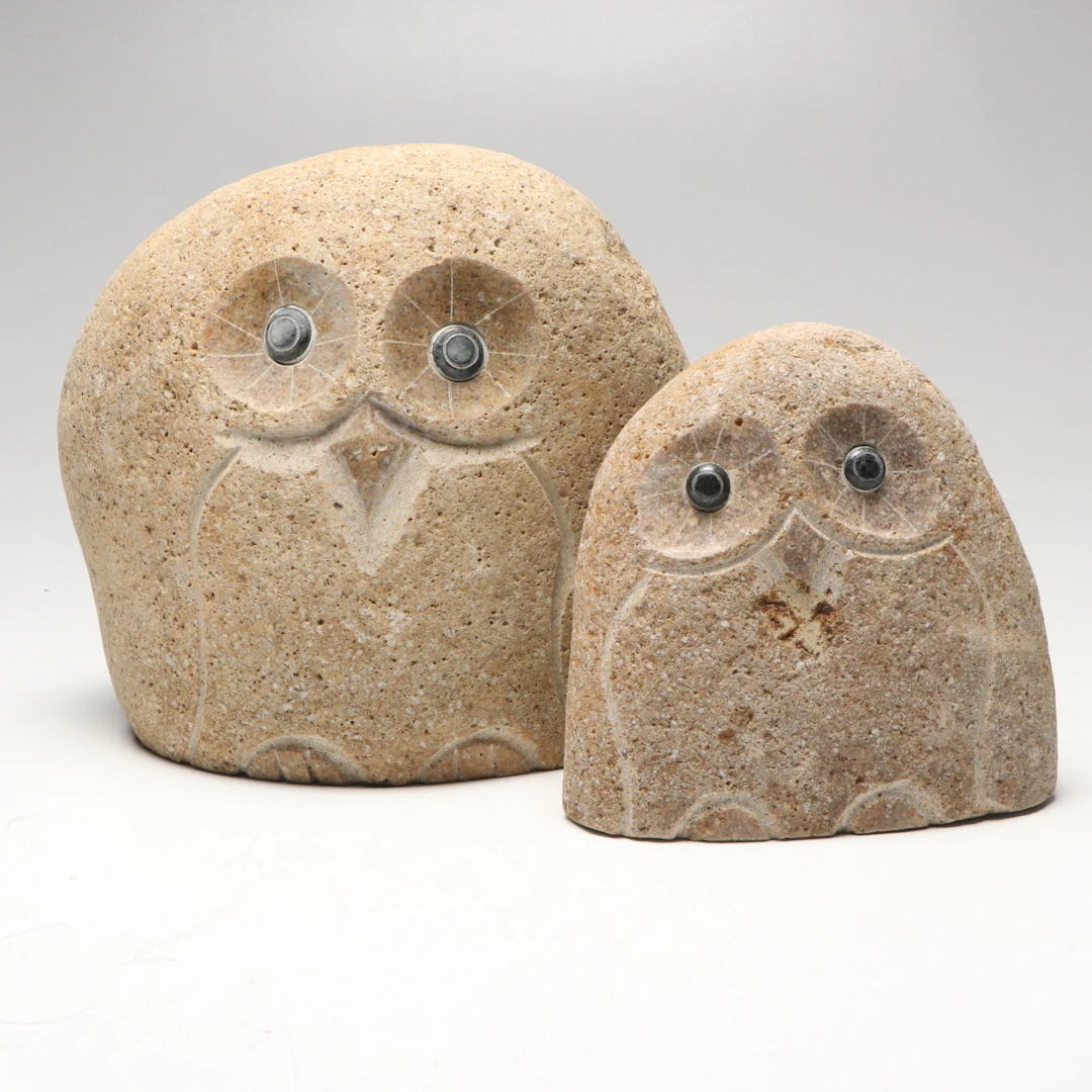 Carved Stone Owls