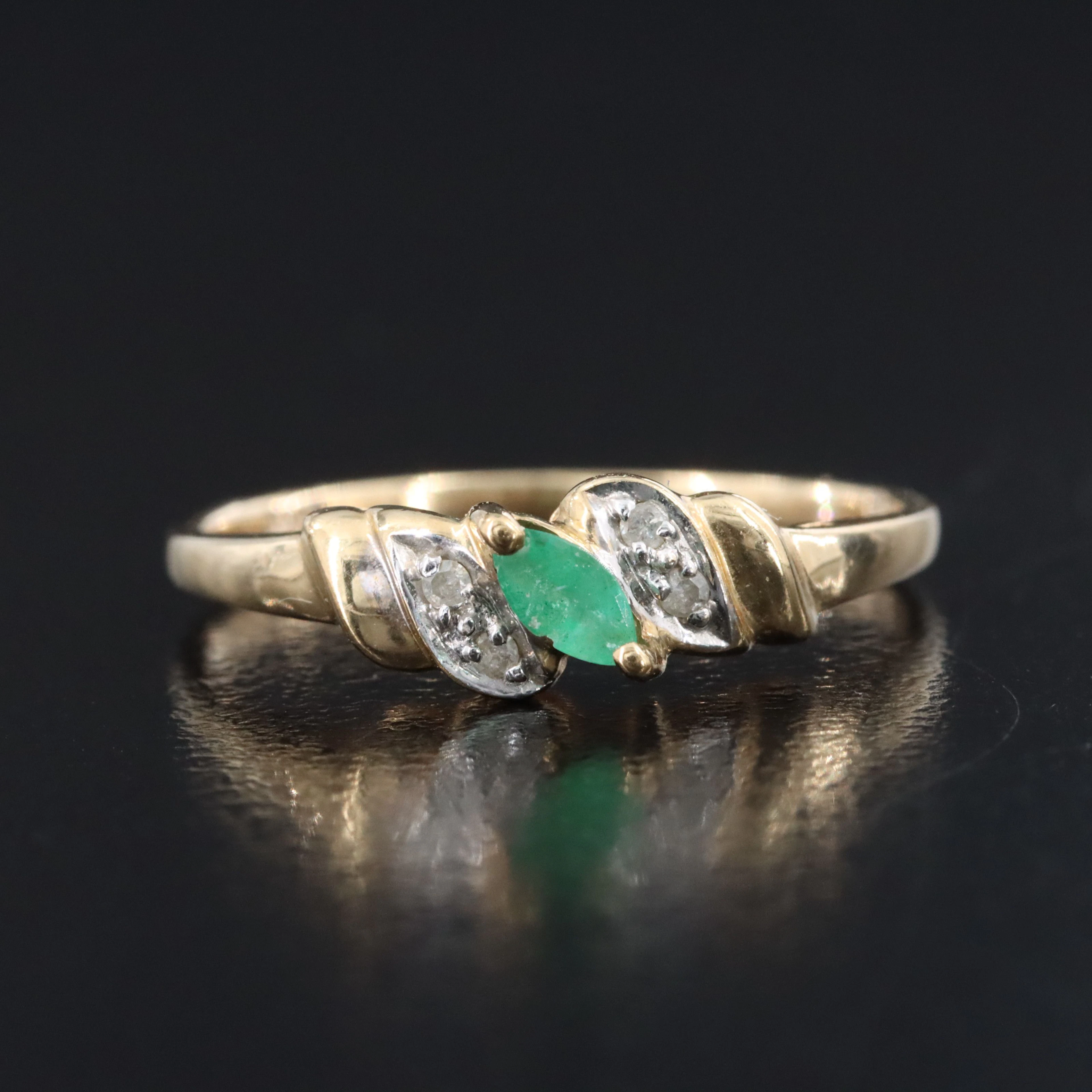 10K Emerald and Diamond Ring